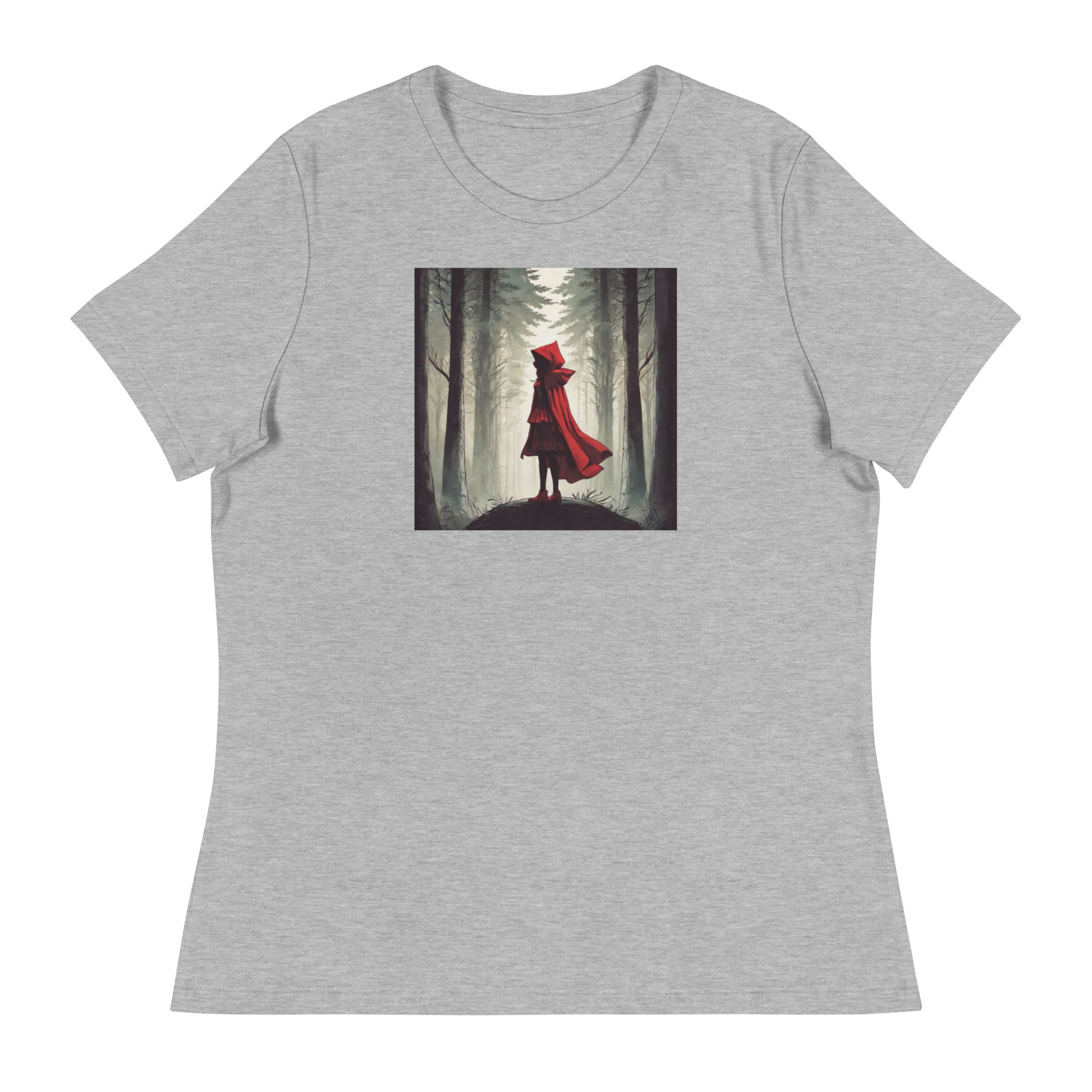 Bold Red Riding Hood in Forest Women's Fairy Tale T-Shirt Athletic Heather