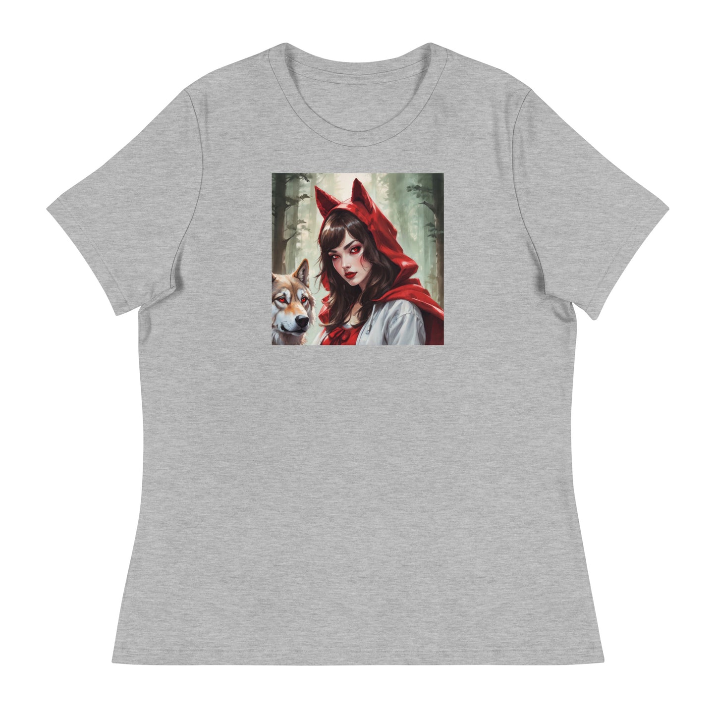 Red Riding Hood Colluding with the Wolf Women's Fairy Tale T-Shirt Athletic Heather