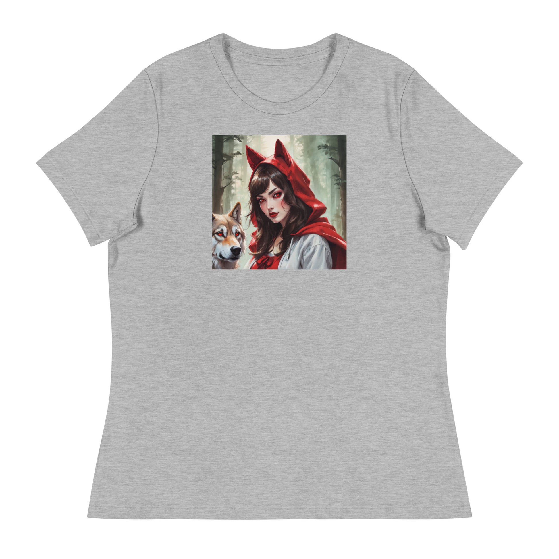 Red Riding Hood Colluding with the Wolf Women's Fairy Tale T-Shirt Athletic Heather