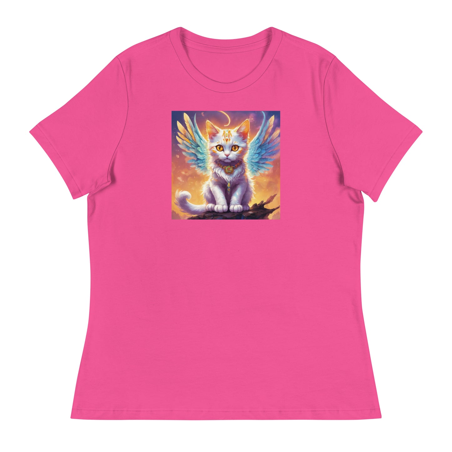 Cat with Wings Women's Graphic Tee Berry