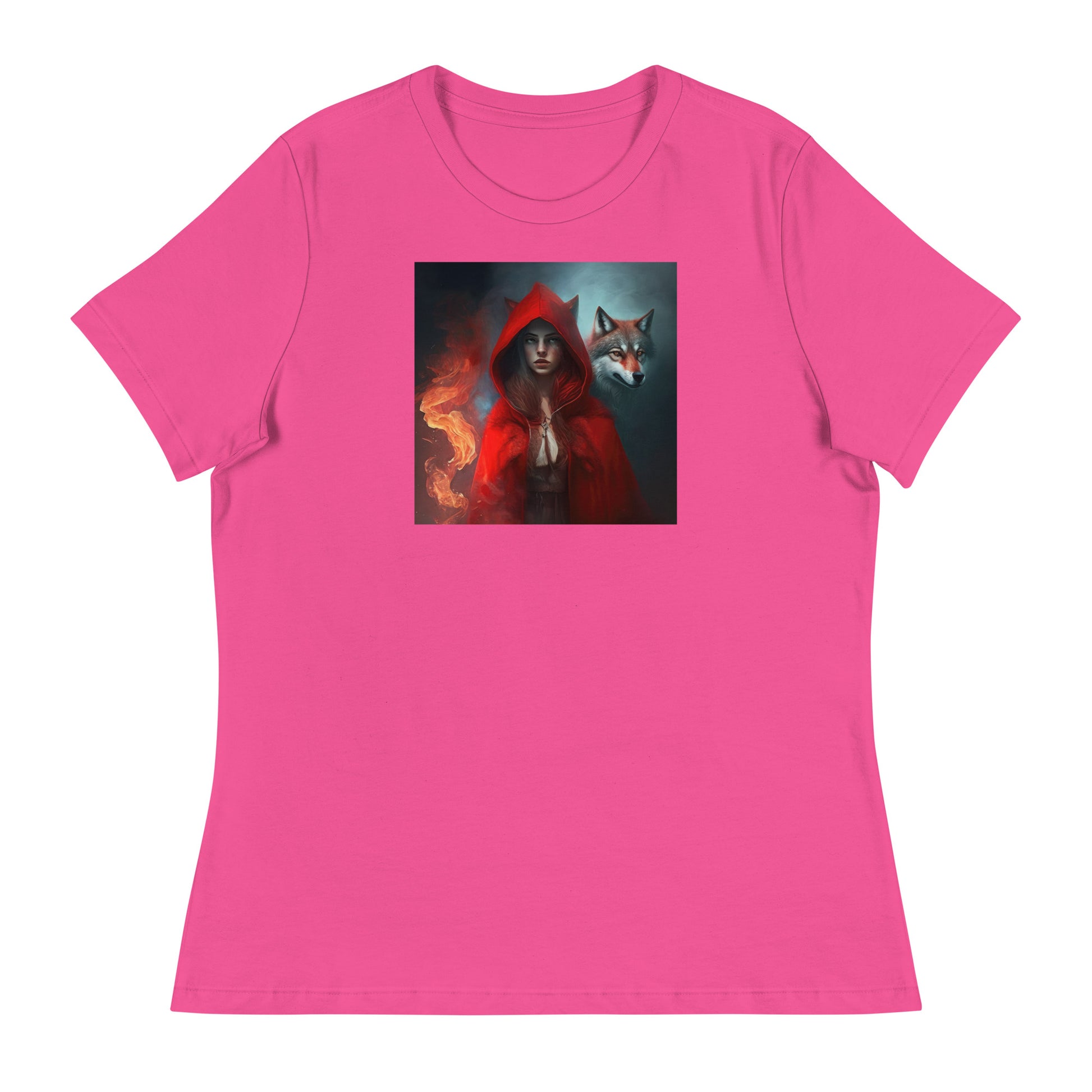 Fiery Red Riding Hood & Wolf Women's T-Shirt Berry