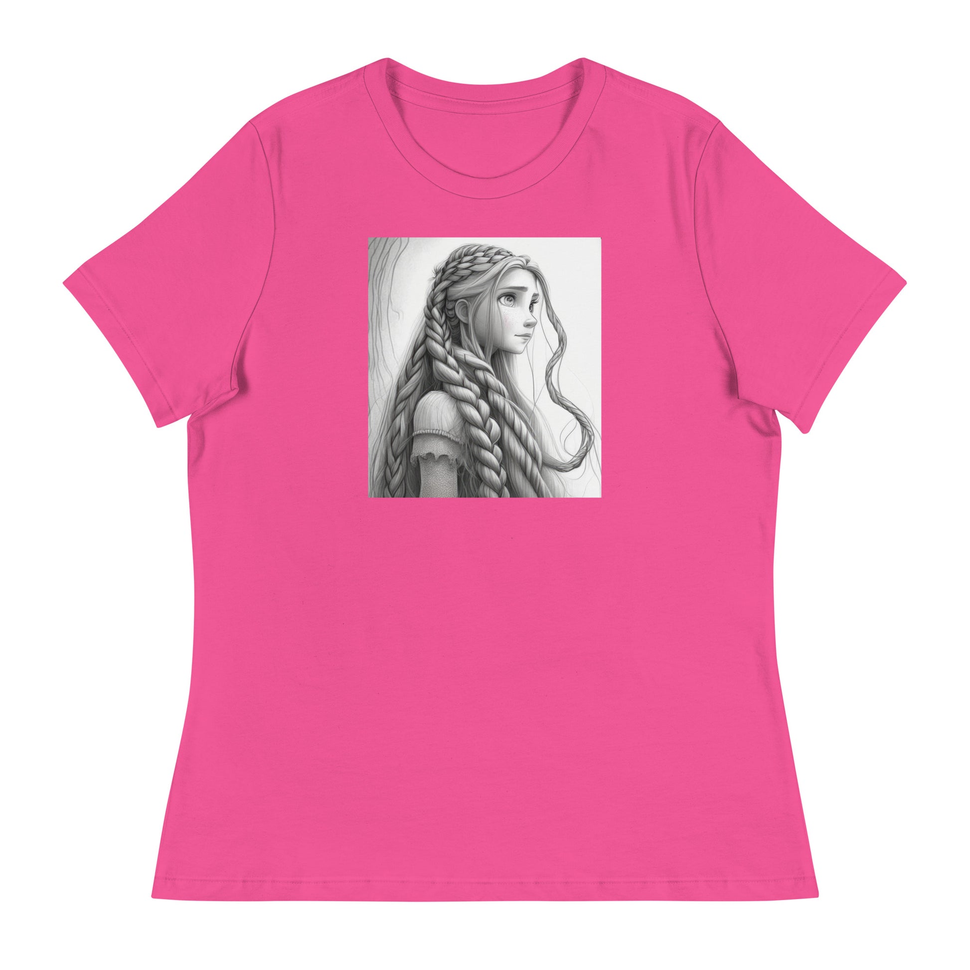 Rapunzel Sketch Women's Fairy Tale T-Shirt Berry