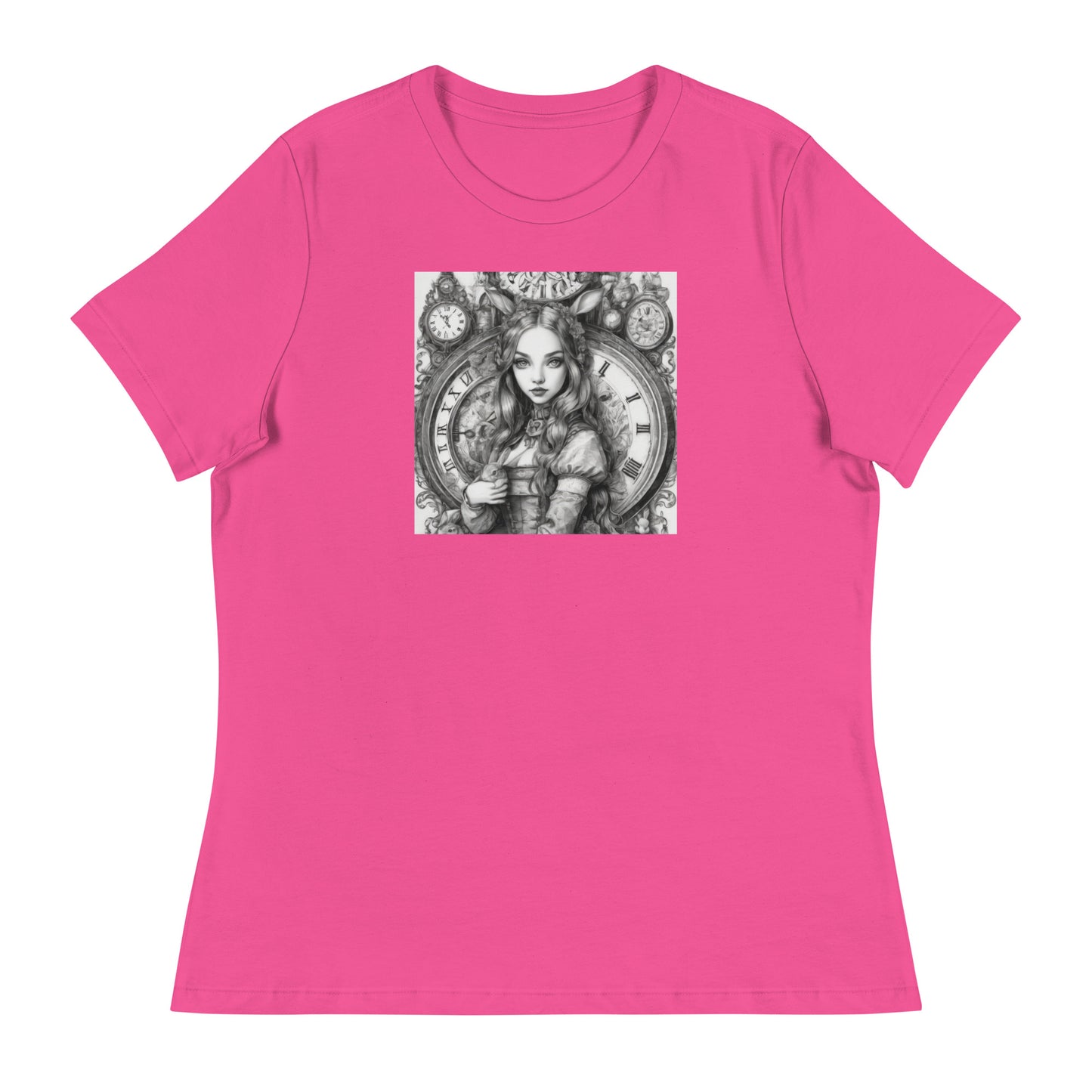 Alice in Wonderland Clockwork Women's T-Shirt Berry