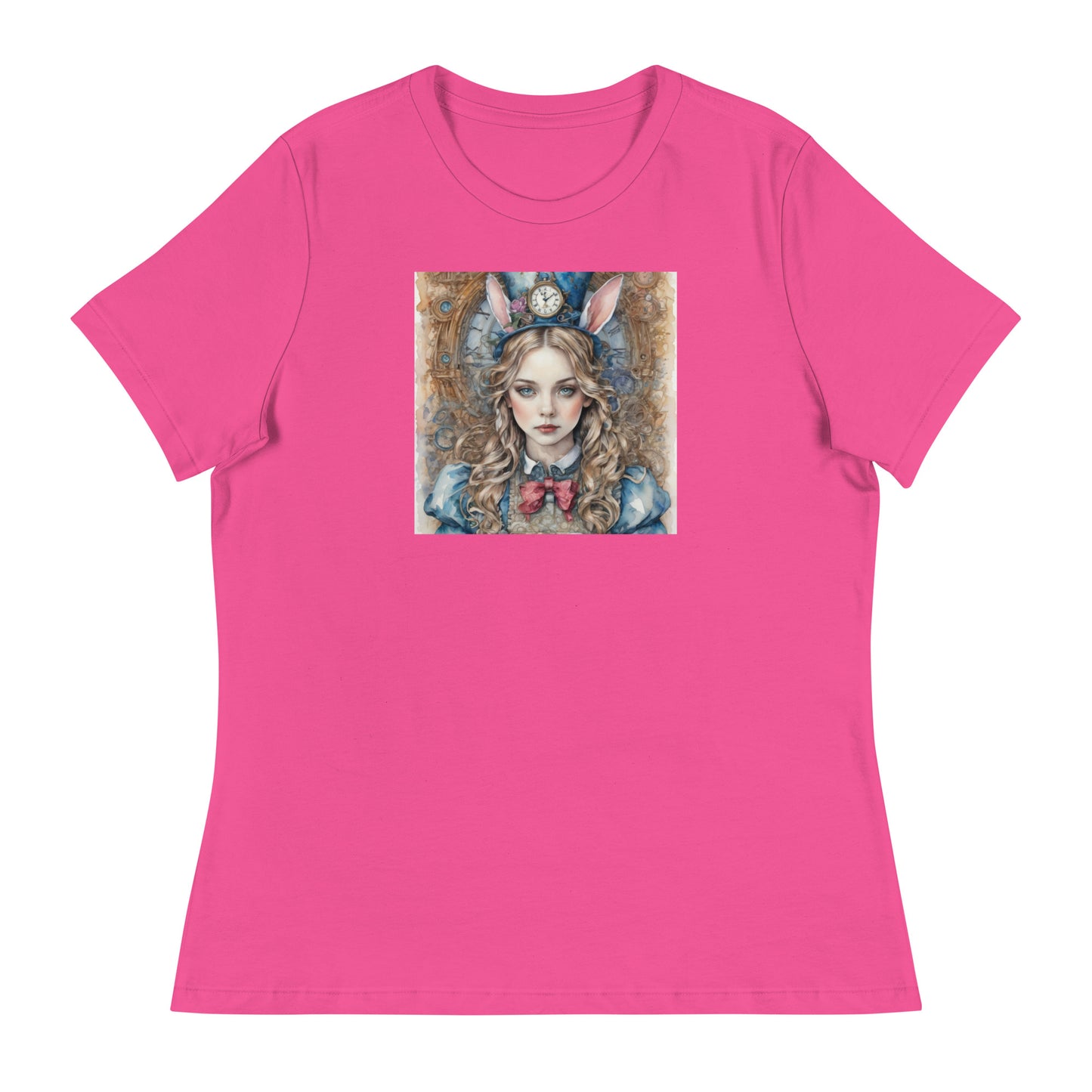 Alice in Wonderland with Bunny Ears Women's T-Shirt Berry