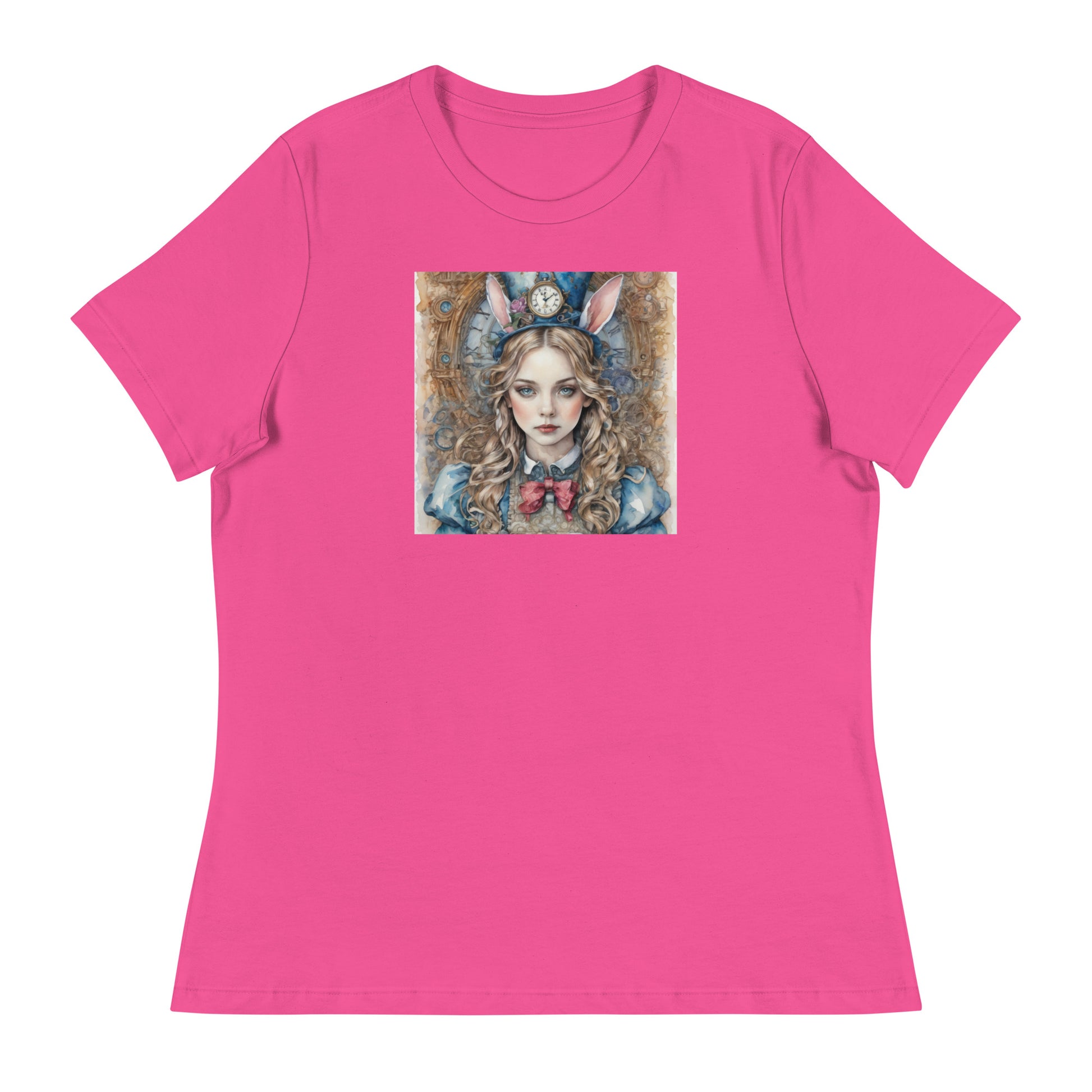 Alice in Wonderland with Bunny Ears Women's T-Shirt Berry