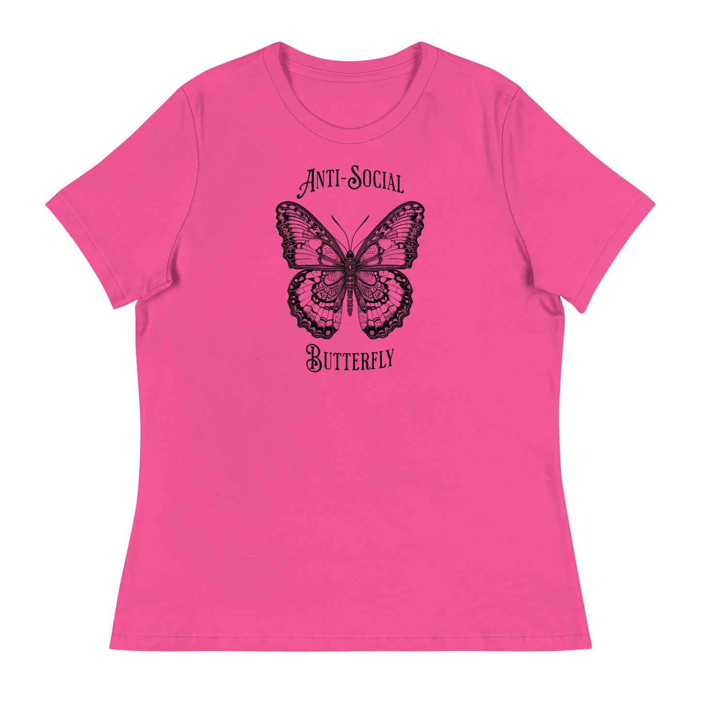 Anti-Social Butterfly Women's Funny T-Shirt Berry