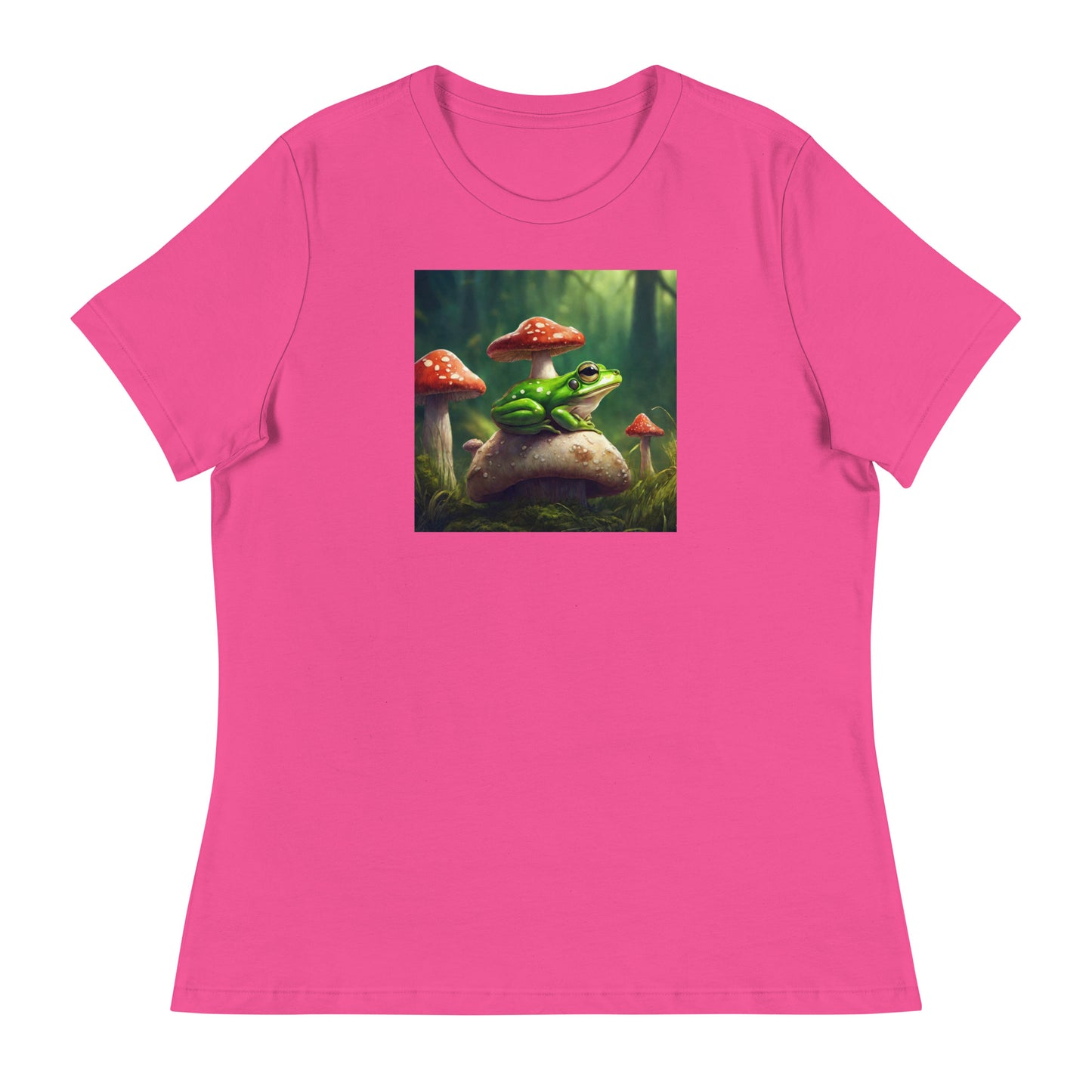 Frog & Mushrooms Women's Animal T-Shirt Berry