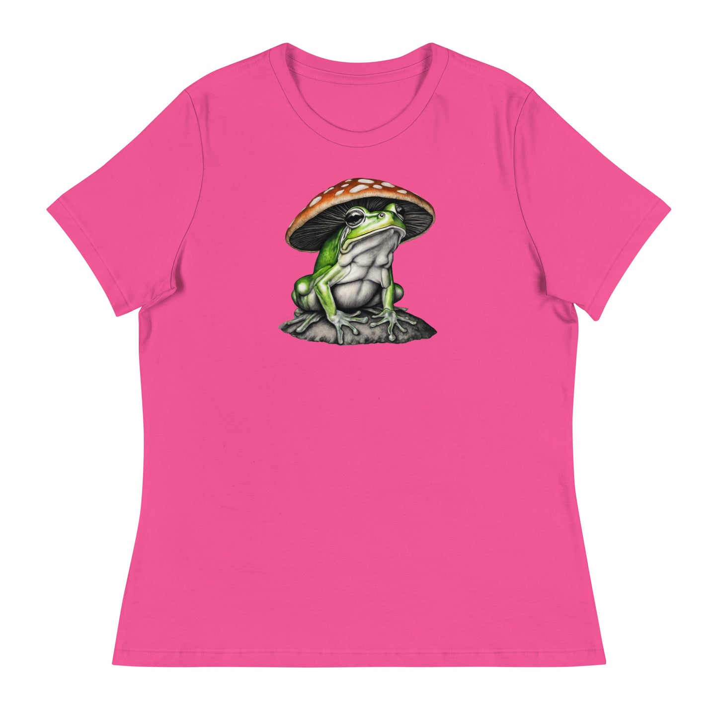 Frog in Shroom Cap Women's Graphic Tee Berry