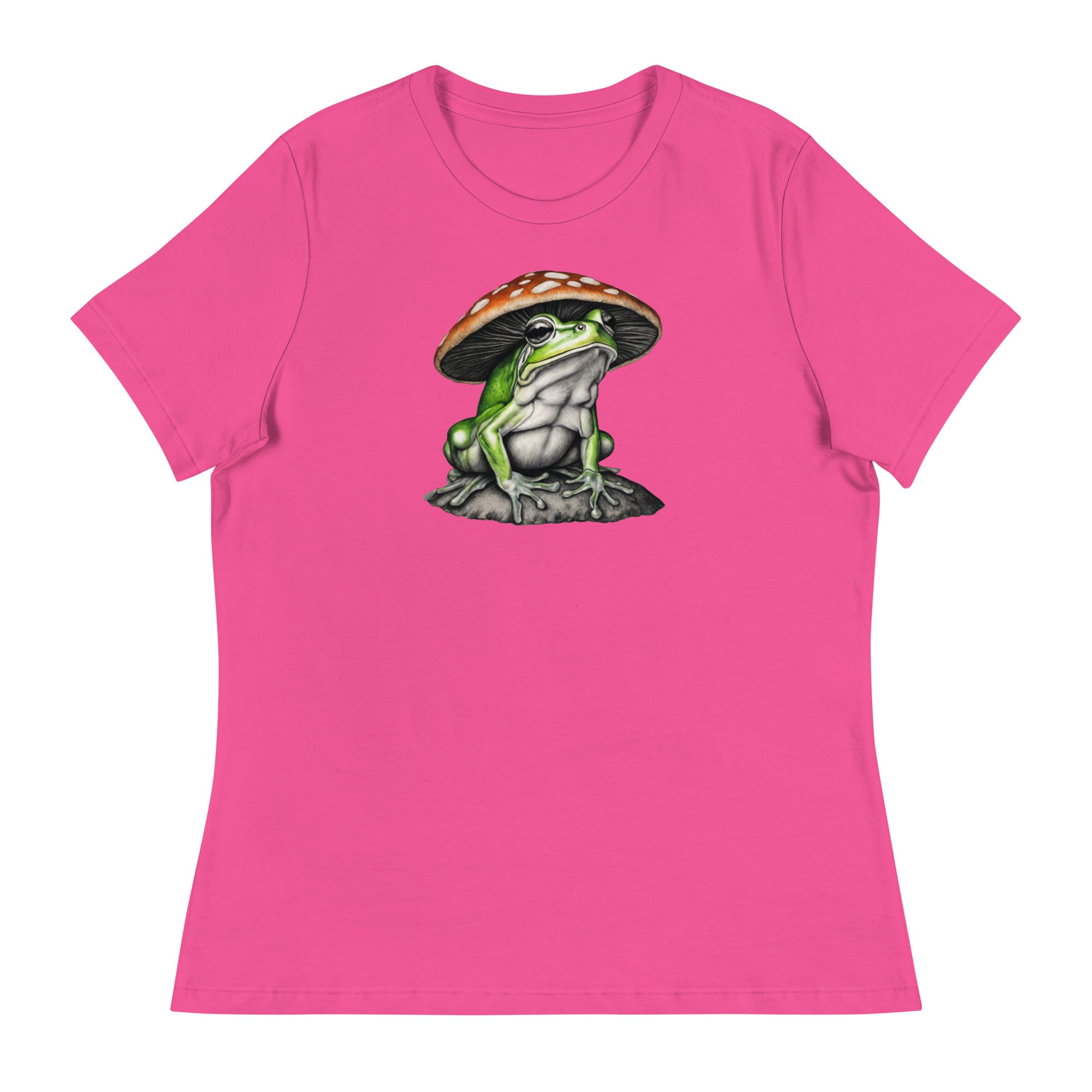 Frog in Shroom Cap Women's Graphic Tee Berry