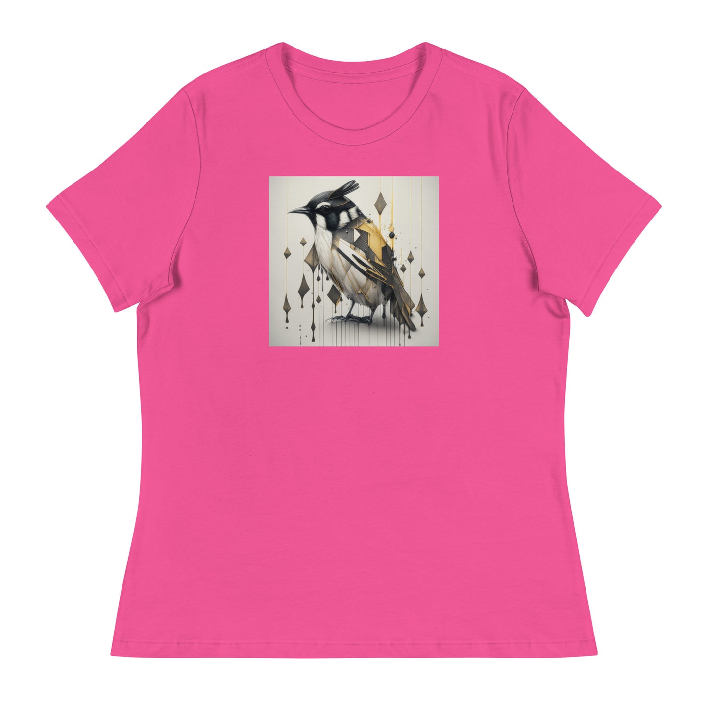 Geometric Chickadee Bird Women's Graphic Tee Berry