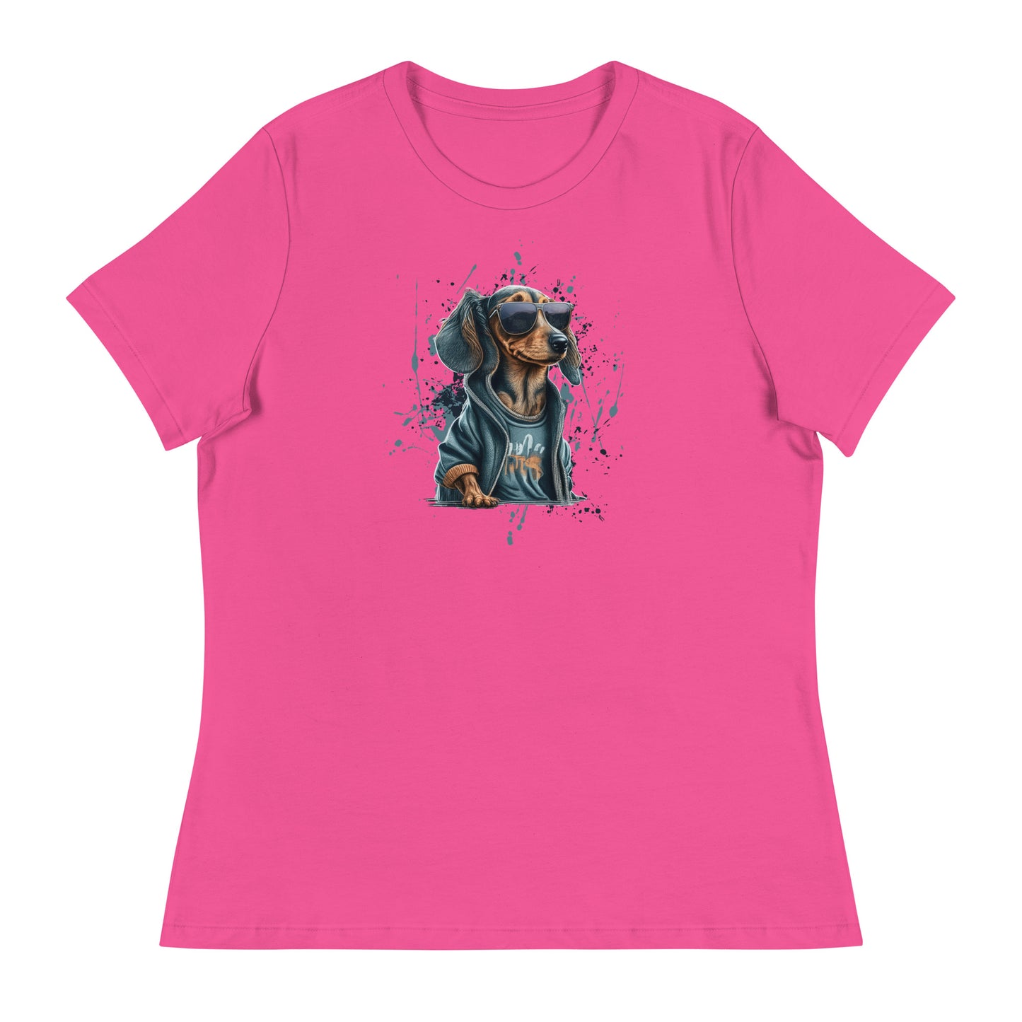 Cool Dachshund in Sunglasses Women's Dog T-Shirt Berry