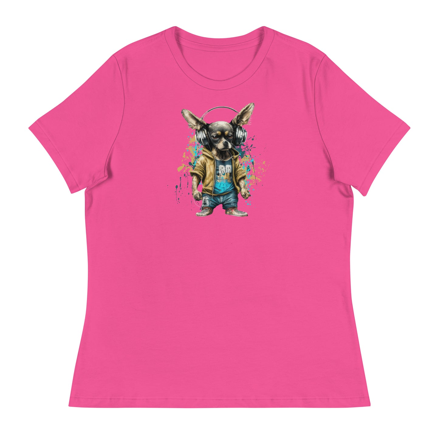 Cool Beats Chihuahua Women's Animal T-Shirt Berry