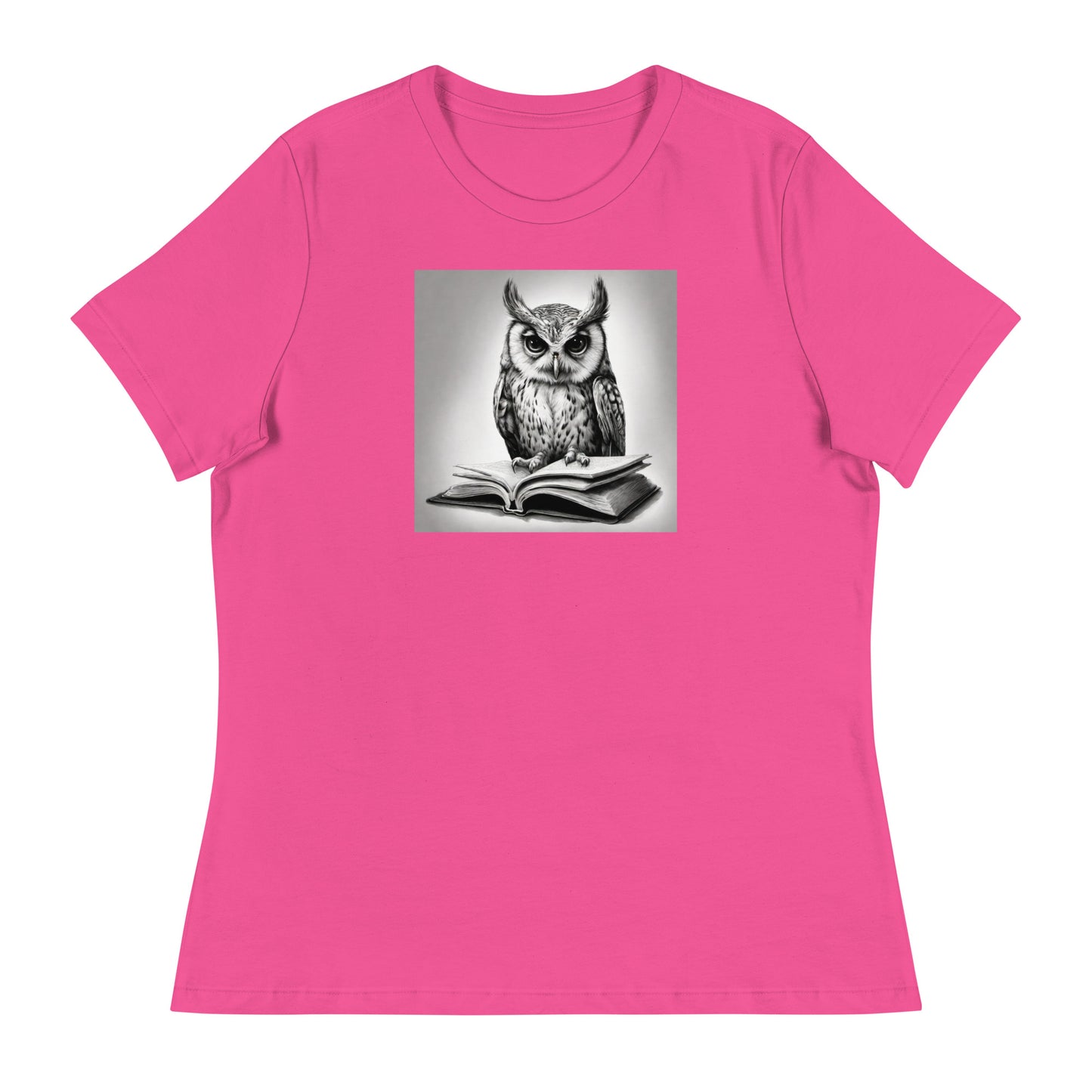 Booksmart Owl Women's Book Lover T-Shirt Berry