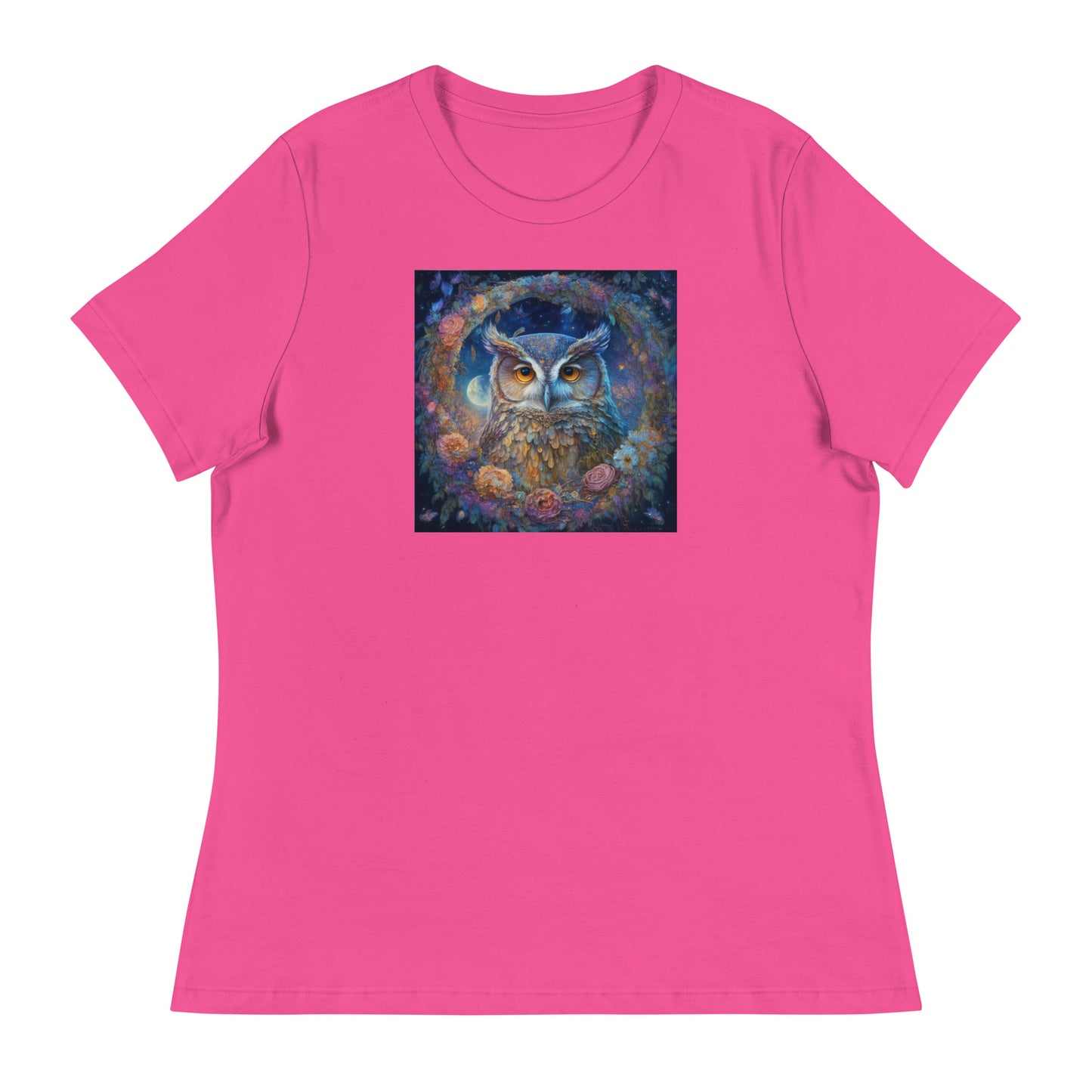 Owl Wreath Women's Animal Lover T-Shirt Berry