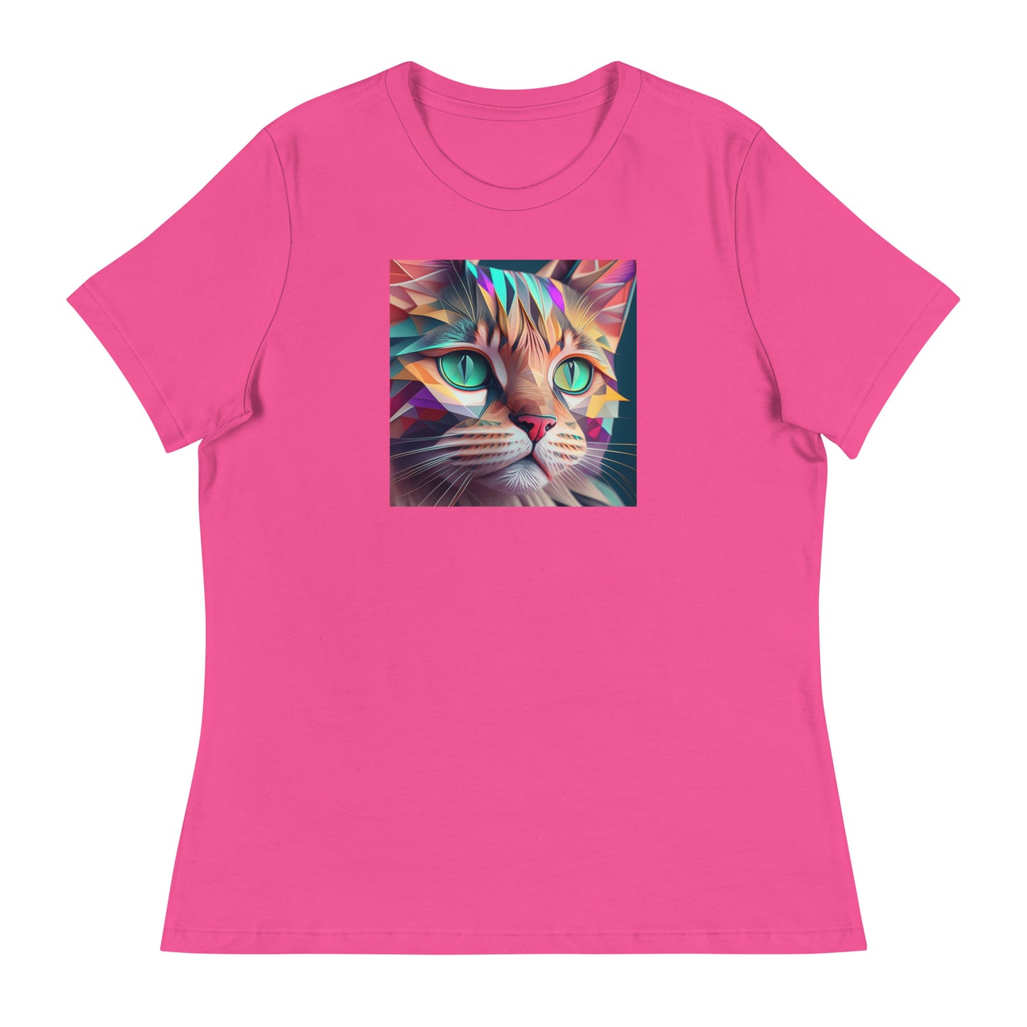 Geometric Cat Women's Cat Lover T-Shirt Berry