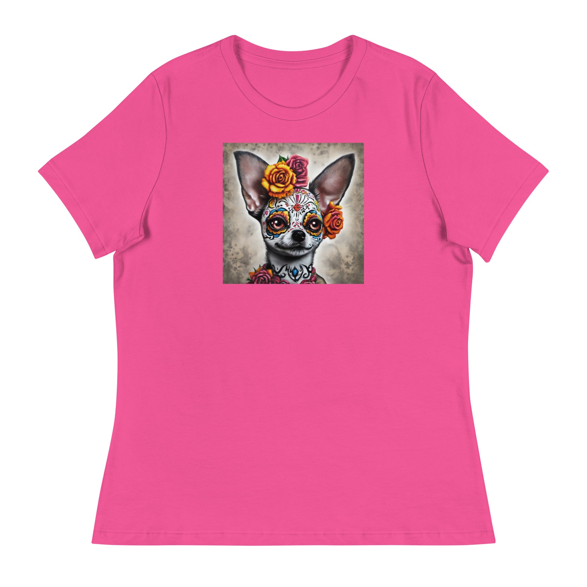 Day of the Dead Chihuahua Women's Dog Lover T-Shirt Berry