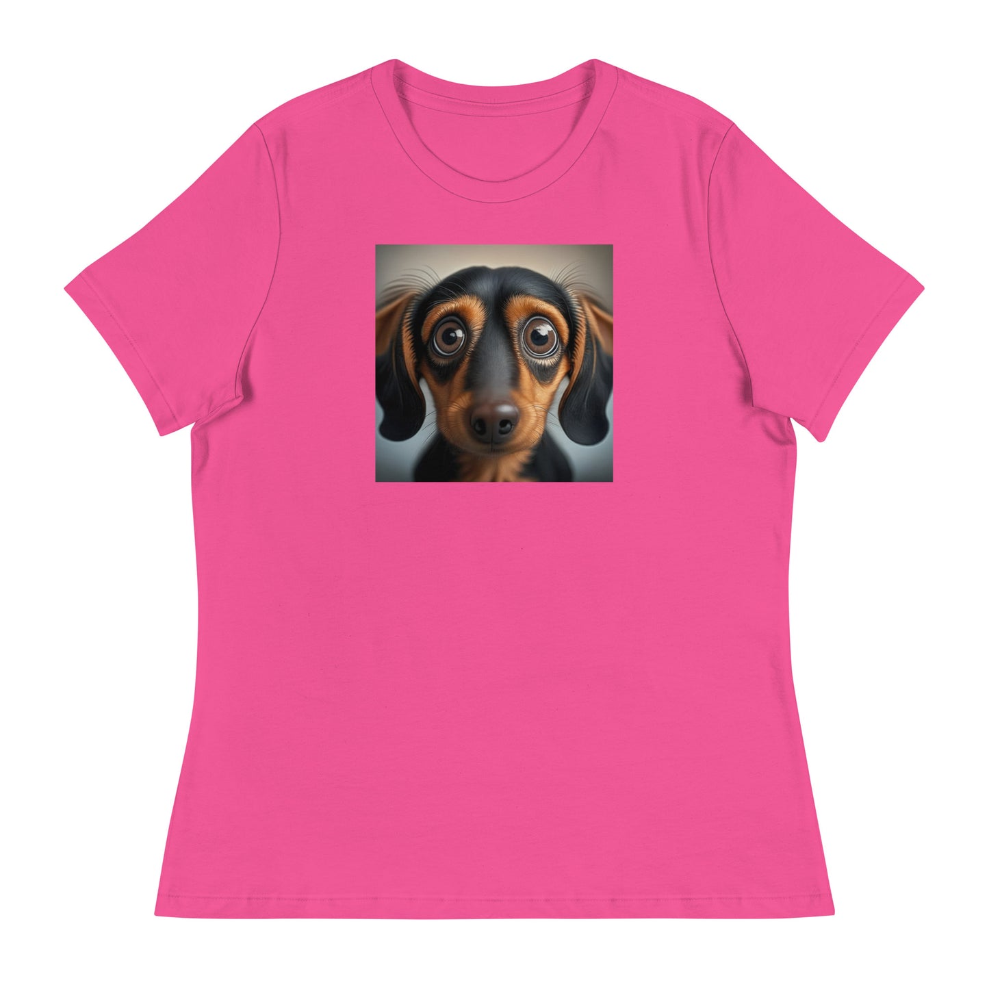 Dachshund with Puppy Dog Eyes Women's Weiner Dog T-Shirt Berry