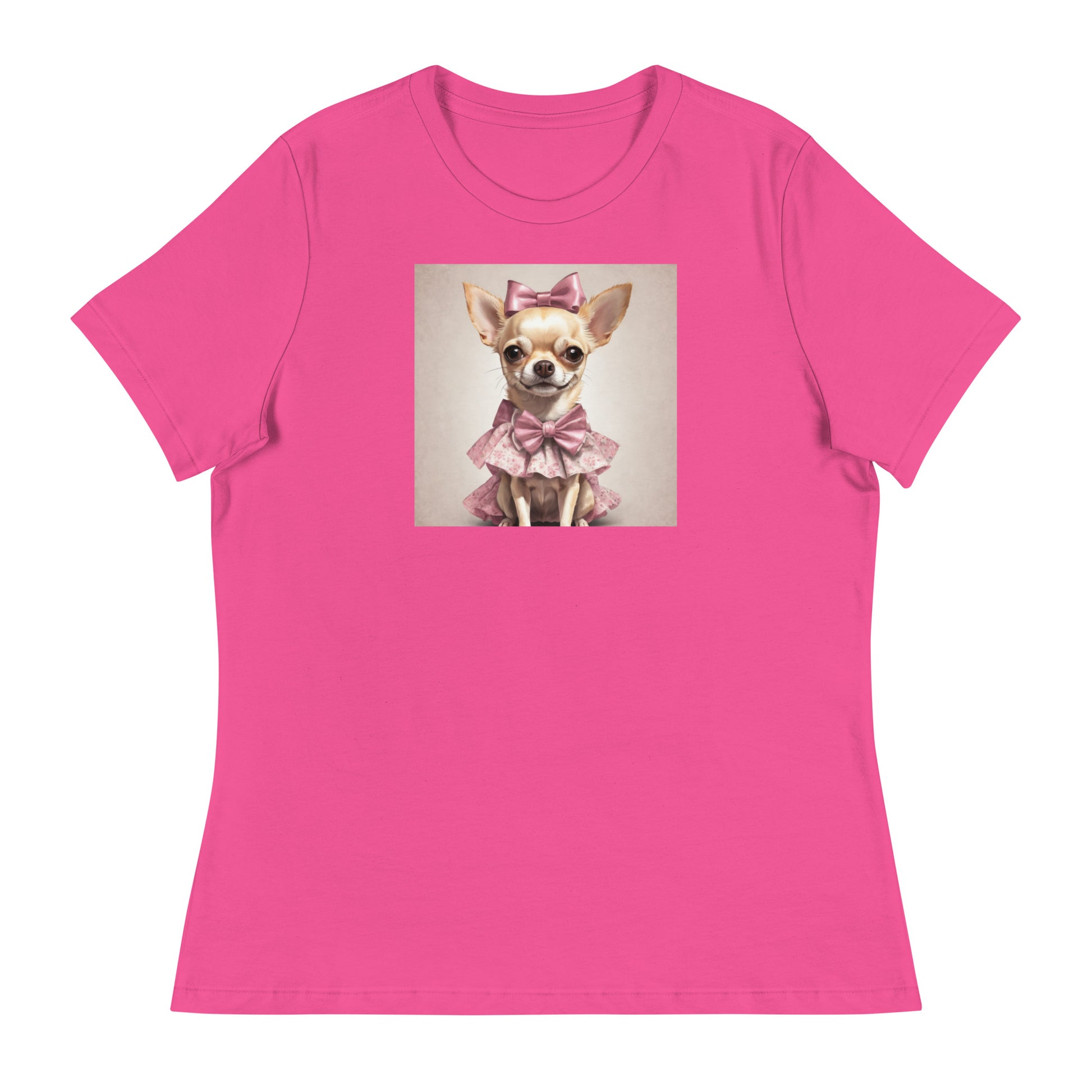 Chihuahua in Pink Dress Women's Dog Lover T-Shirt Berry