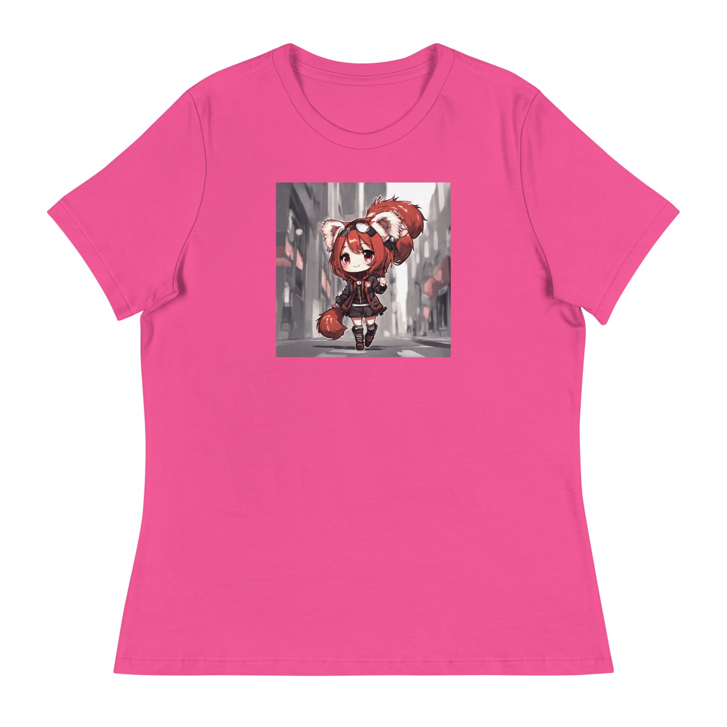 Red Panda Girl Women's Anime T-Shirt Berry