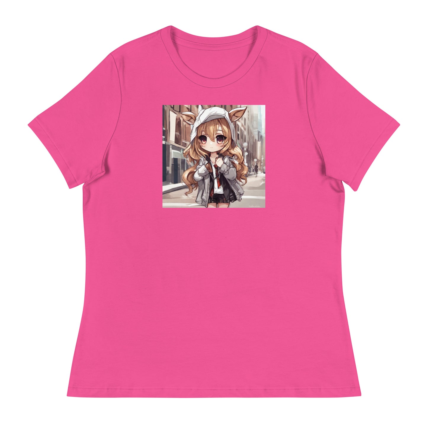 Deer Girl Women's Anime T-Shirt Berry