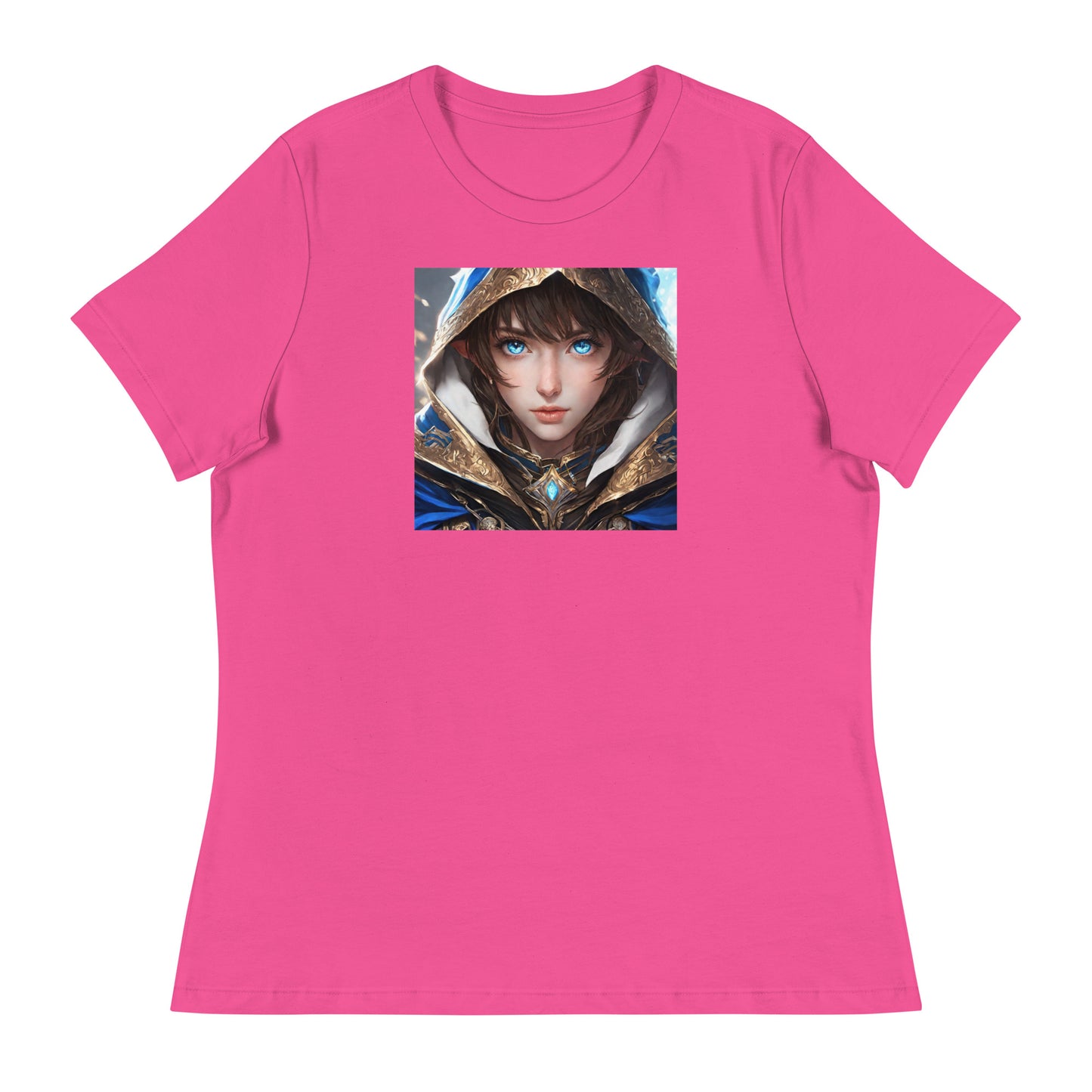 Blue-Eyed Elven Warrior Women's Anime T-Shirt Berry