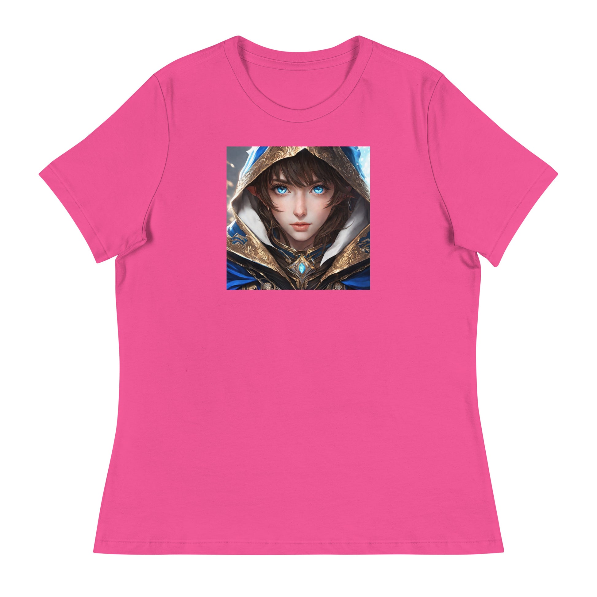 Blue-Eyed Elven Warrior Women's Anime T-Shirt Berry