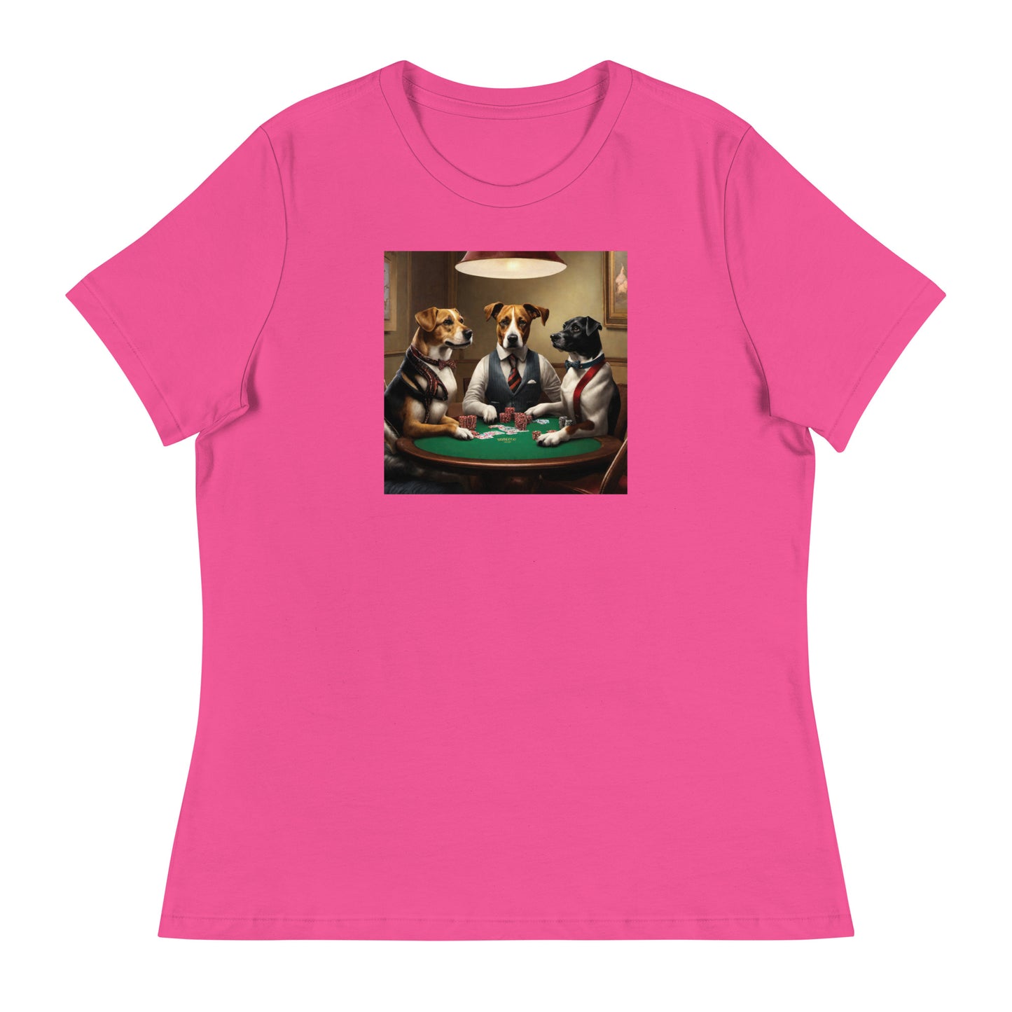 Pooches Playing Poker Women's Funny T-Shirt Berry