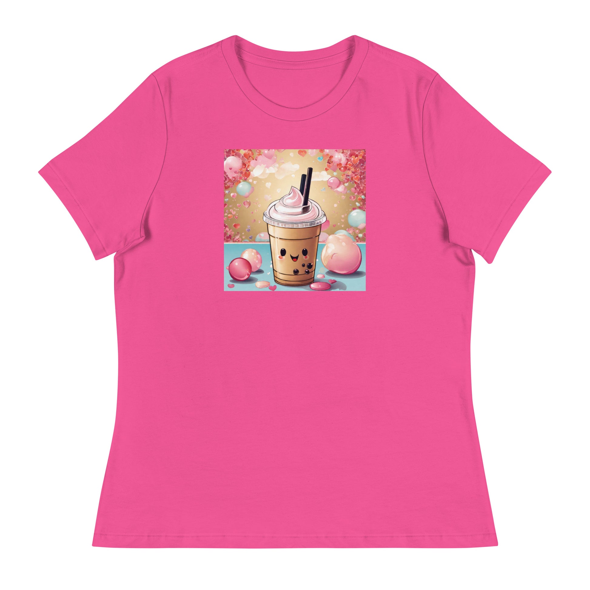 Cute Bubble Milk Tea Women's Boba T-Shirt Berry