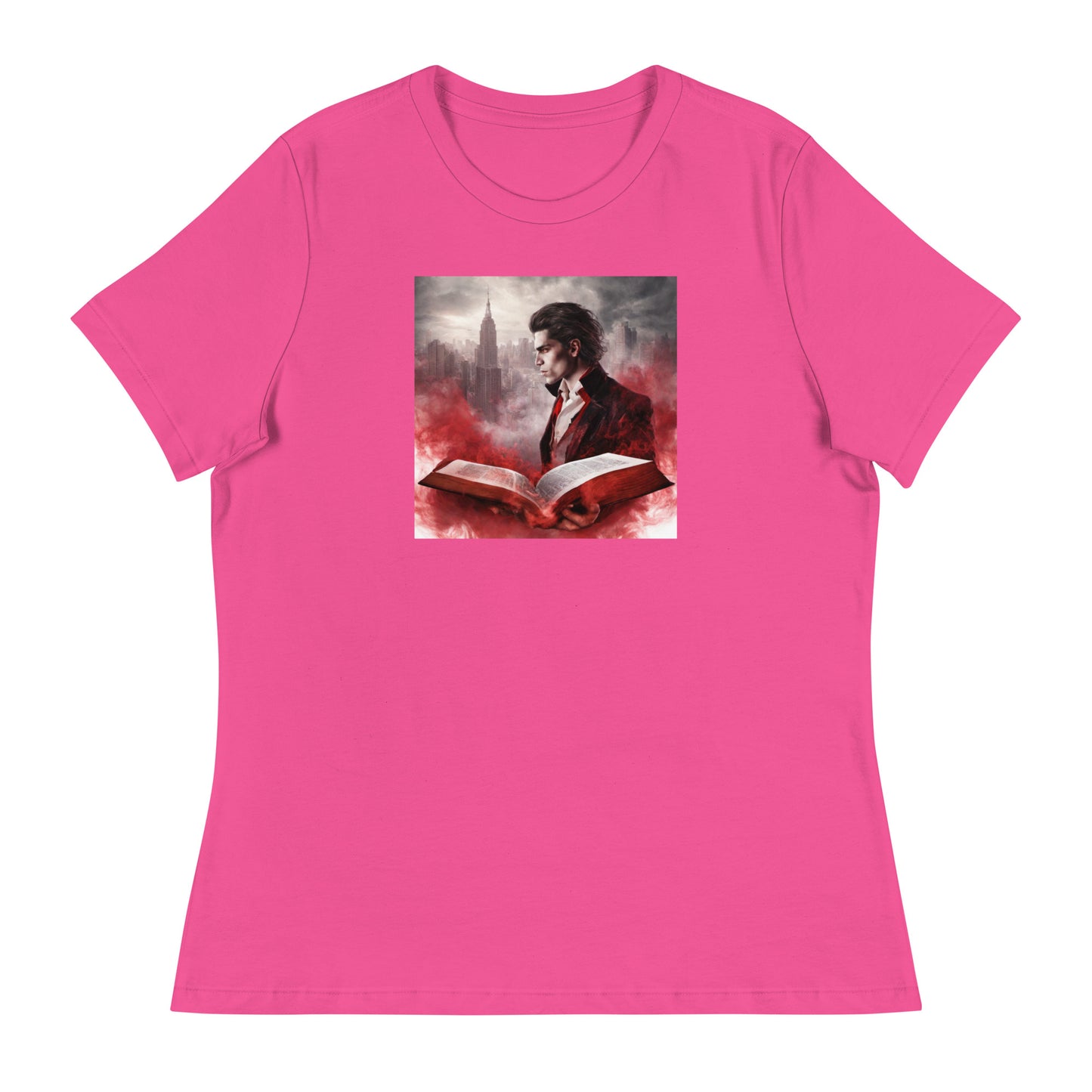 Women's Vampire Book Fan T-Shirt Berry