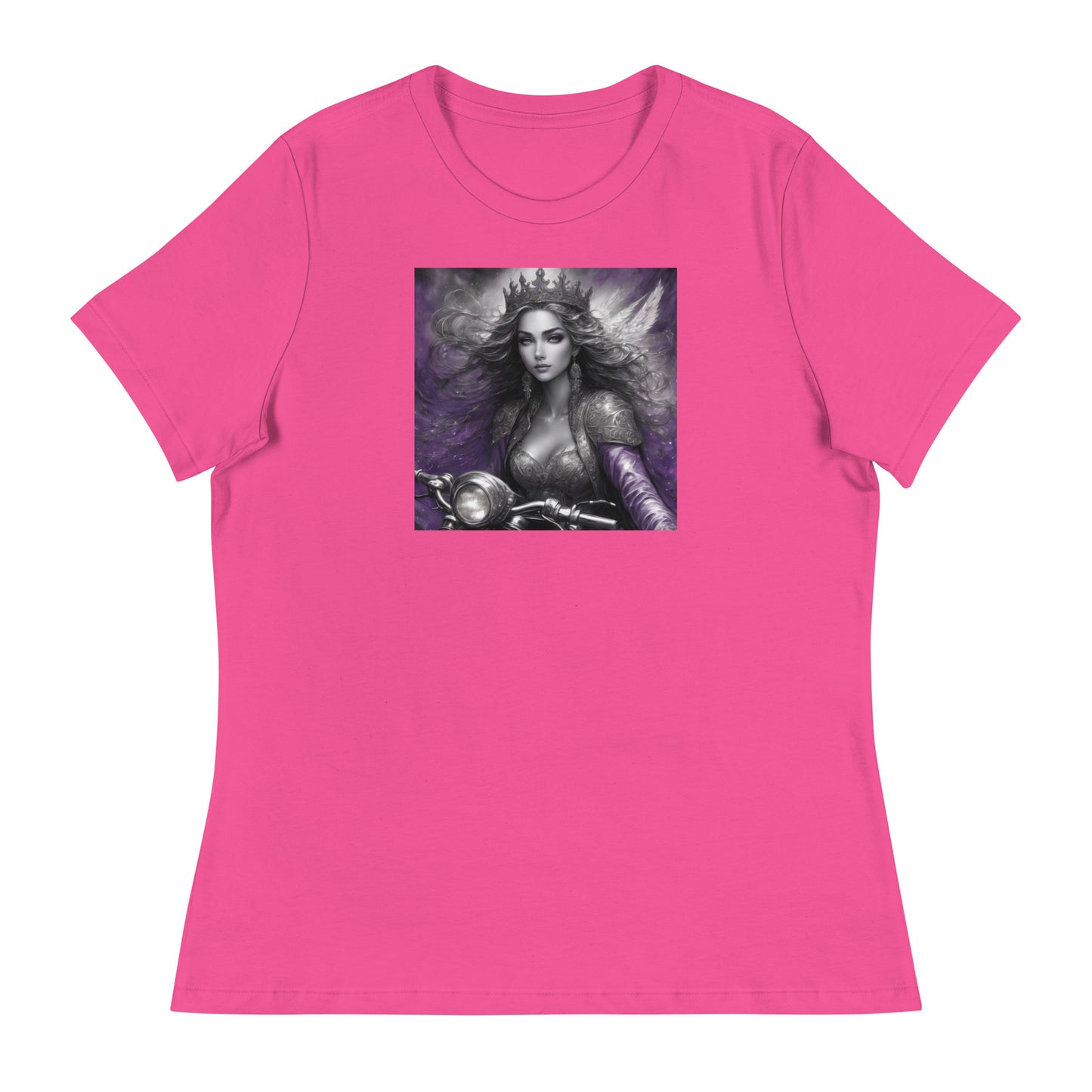 Princess Woman Riding a Motorcycle T-Shirt Berry