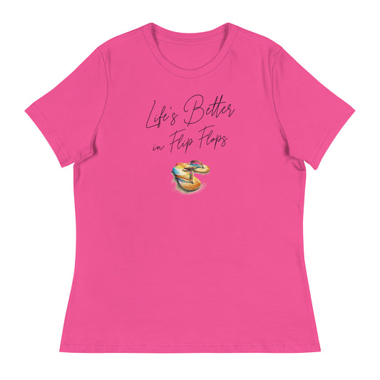 Life's Better in Flip Flops Women's Beach T-Shirt Berry