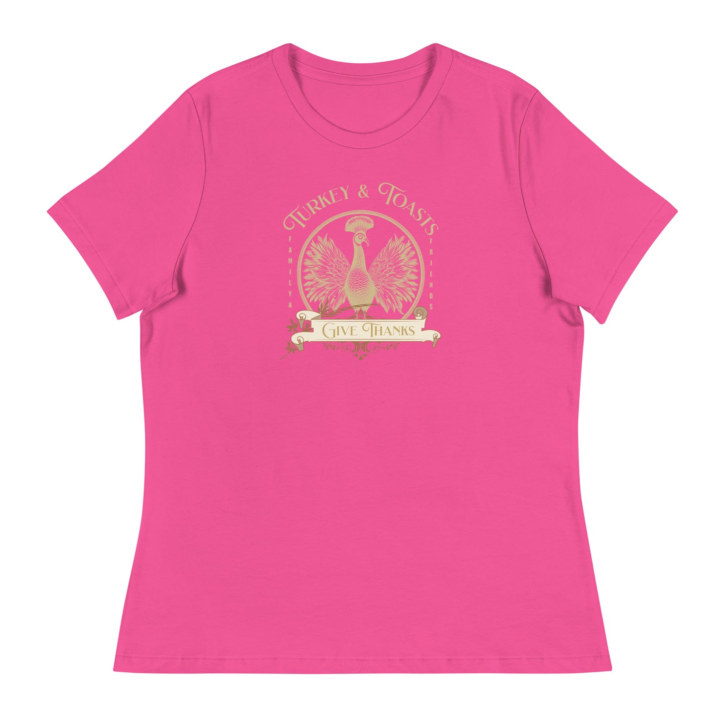 Turkey & Toasts Give Thanks Women's T-Shirt Berry