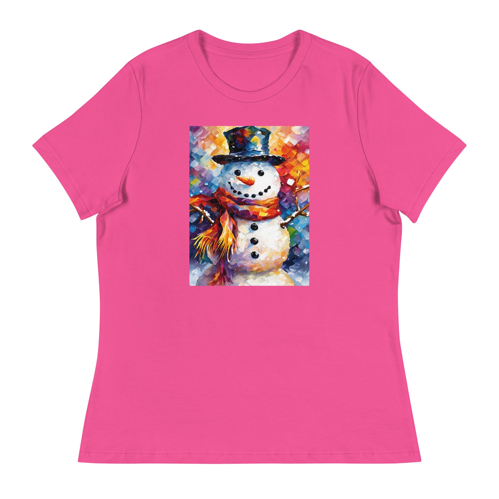 Happy Snowman Women's Christmas T-Shirt Berry