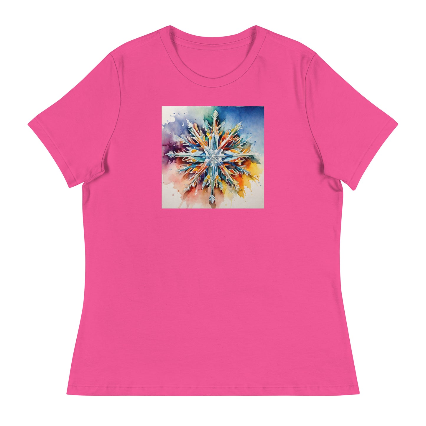 Colorful Snowflake Women's Christmas T-Shirt Berry