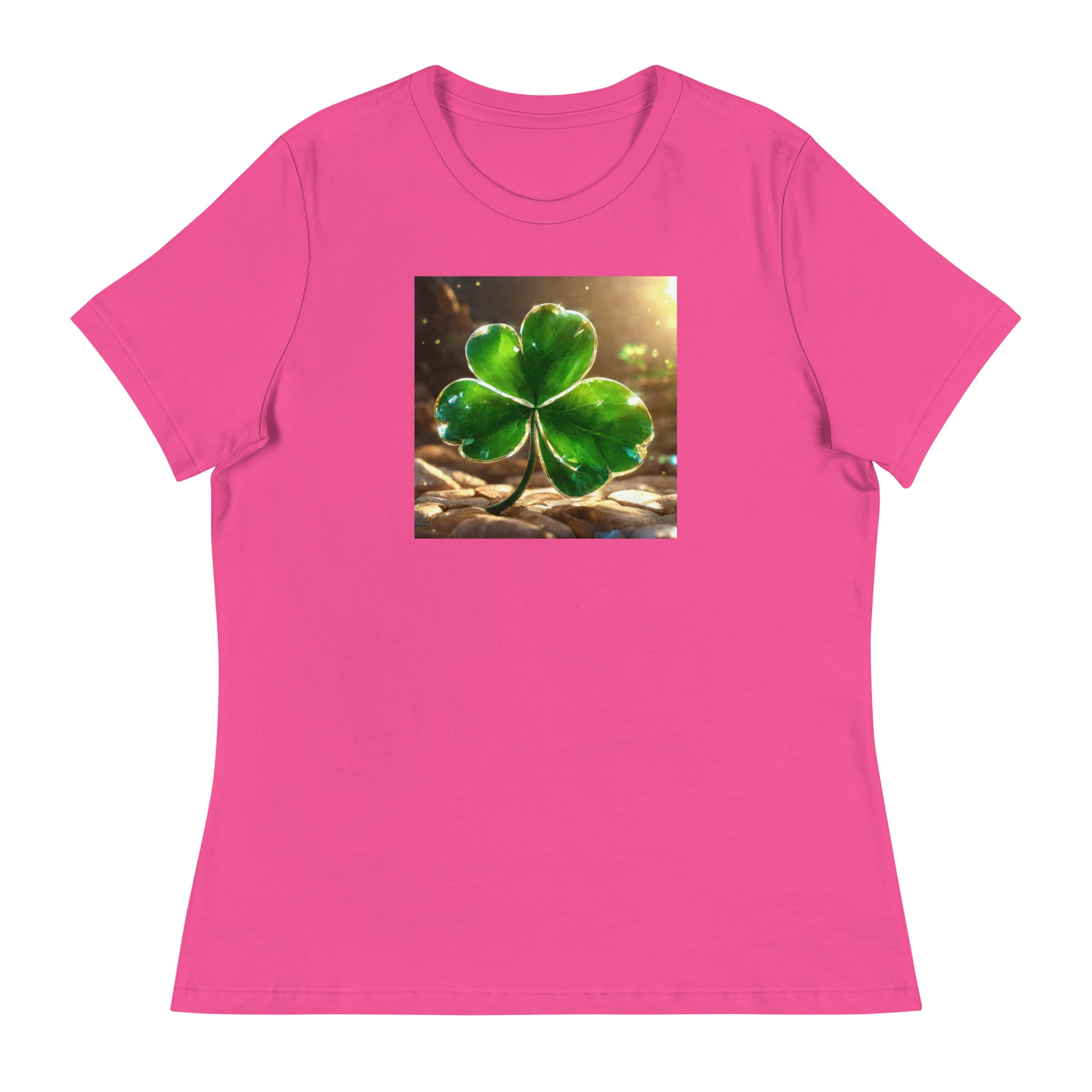 Lucky Four Leaf Clover Women's St Patrick's Day T-Shirt Berry