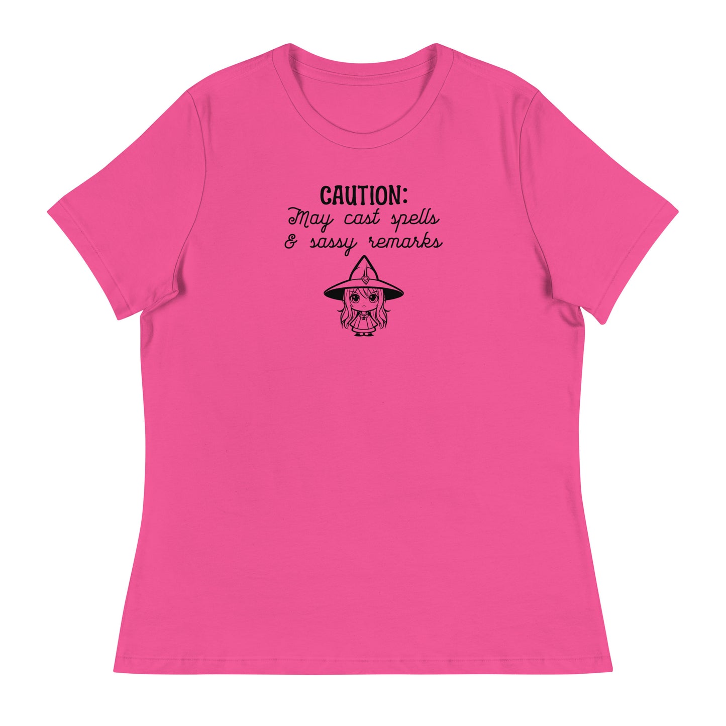 CAUTION: May Cast Spells & Sassy Remarks Women's Halloween T-Shirt Berry