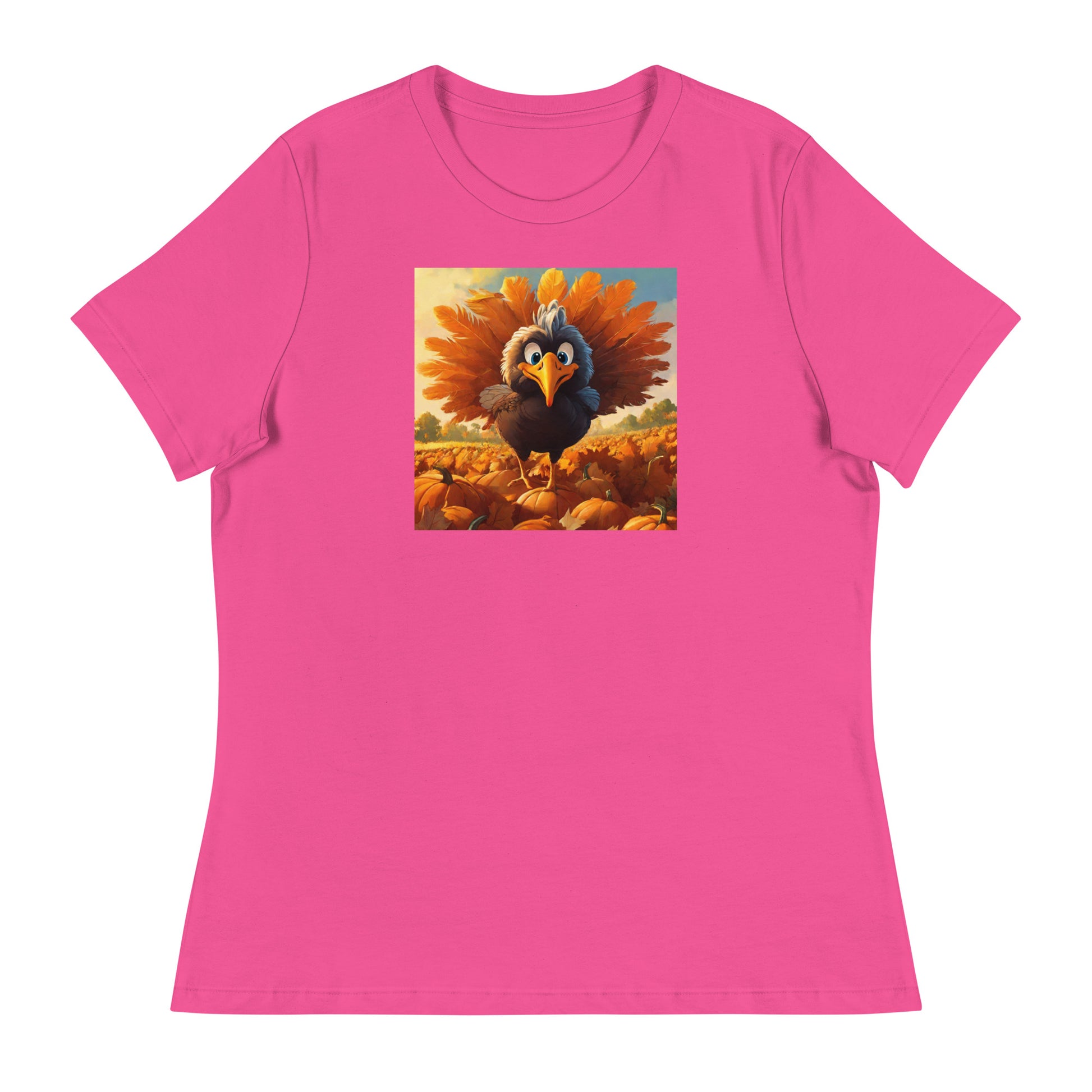 Cute Turkey Women's Thanksgiving T-Shirt Berry