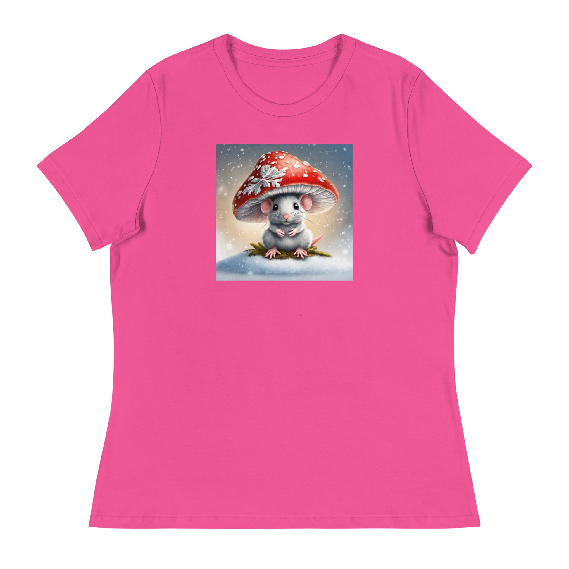 Winter Mouse Women's Holiday T-Shirt Berry