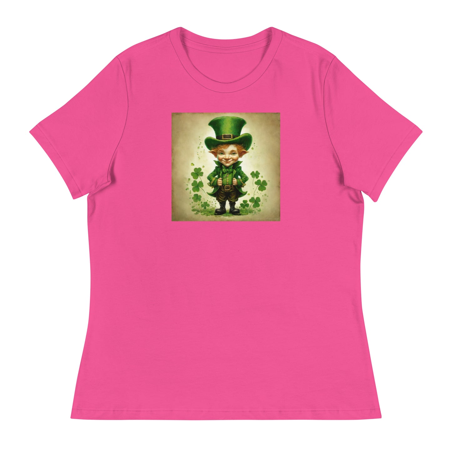 Cute Leprechaun Women's St Patrick's Day T-Shirt Berry