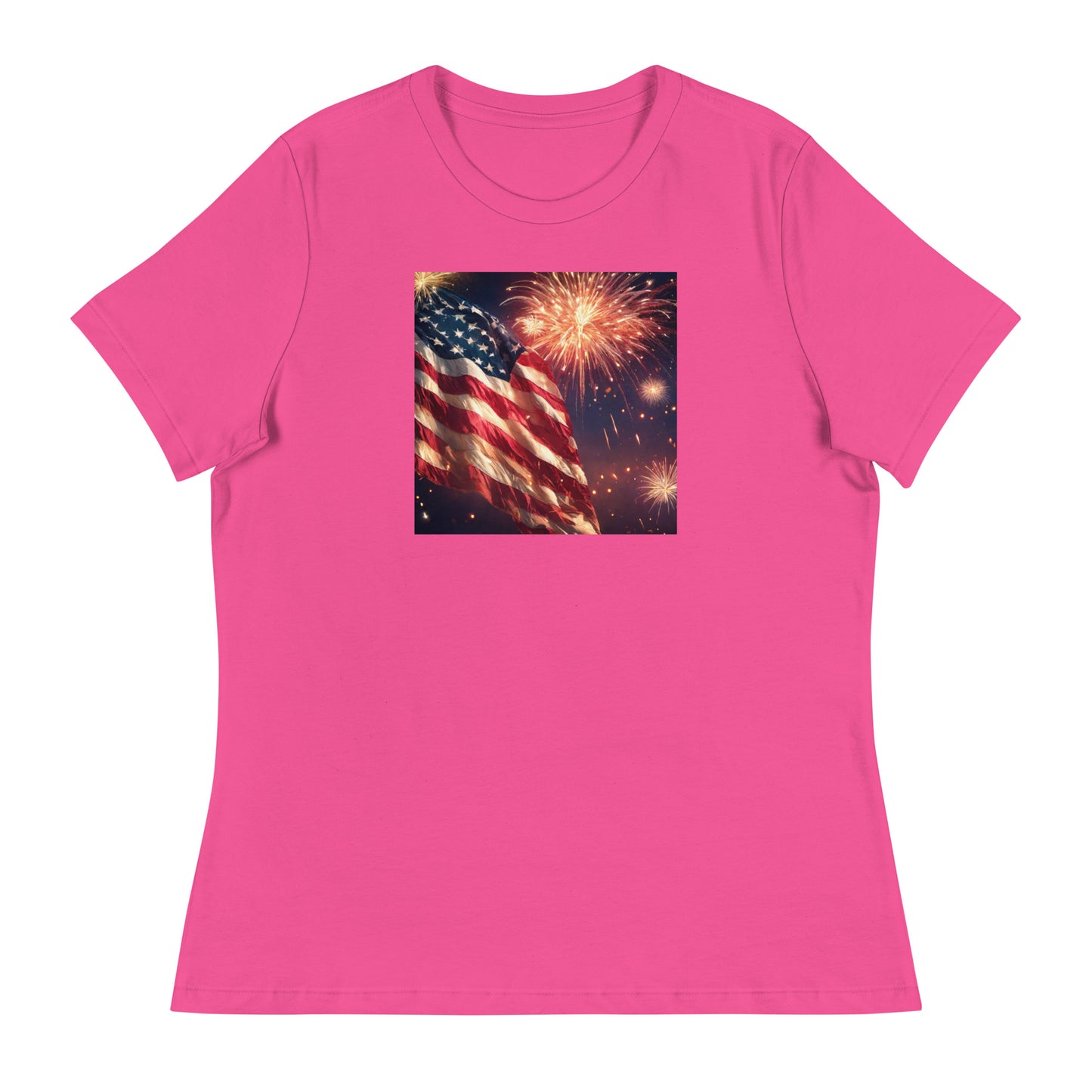 American Flag Women's 4th of July T-Shirt Berry