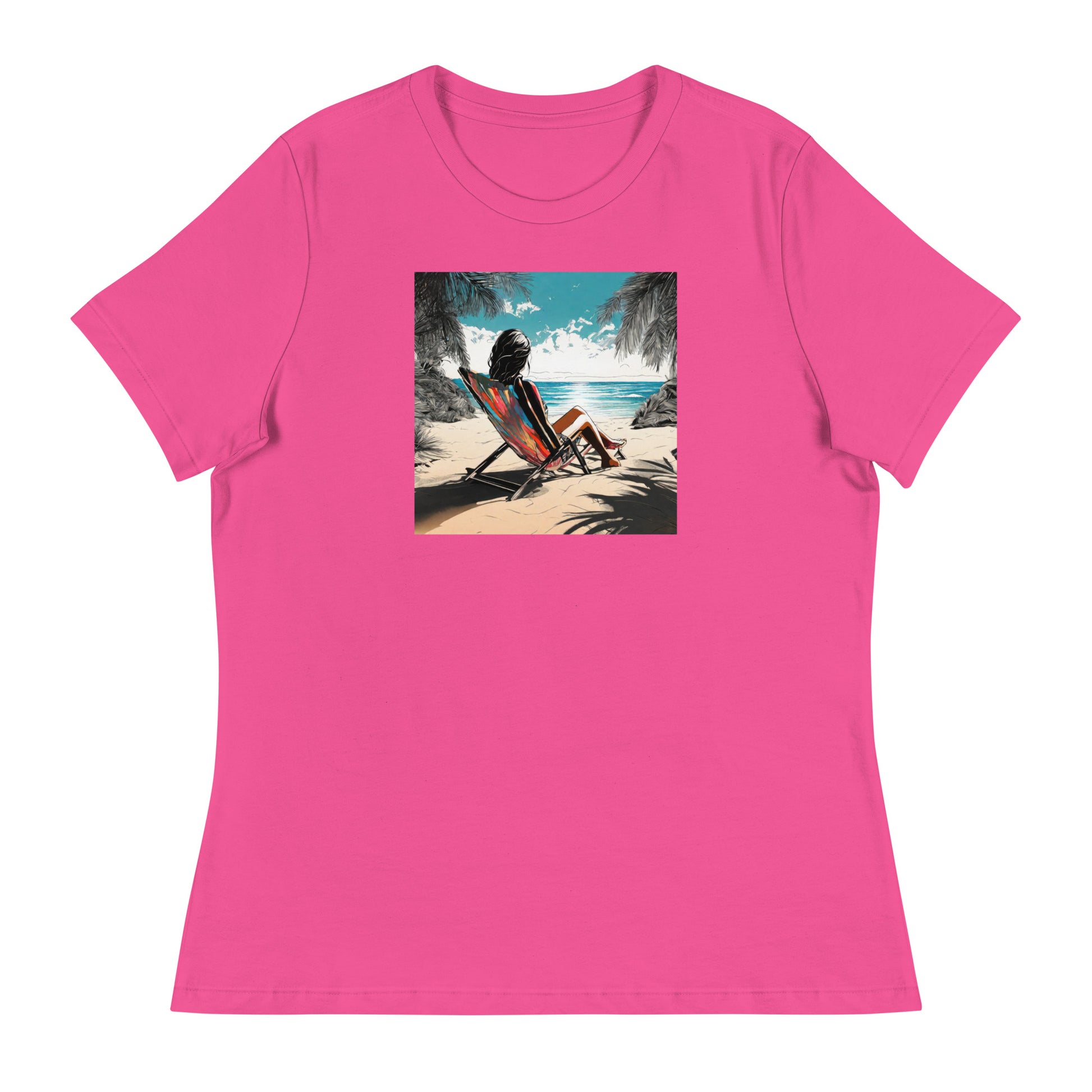 Relaxing on the Beach Women's Summer T-Shirt Berry