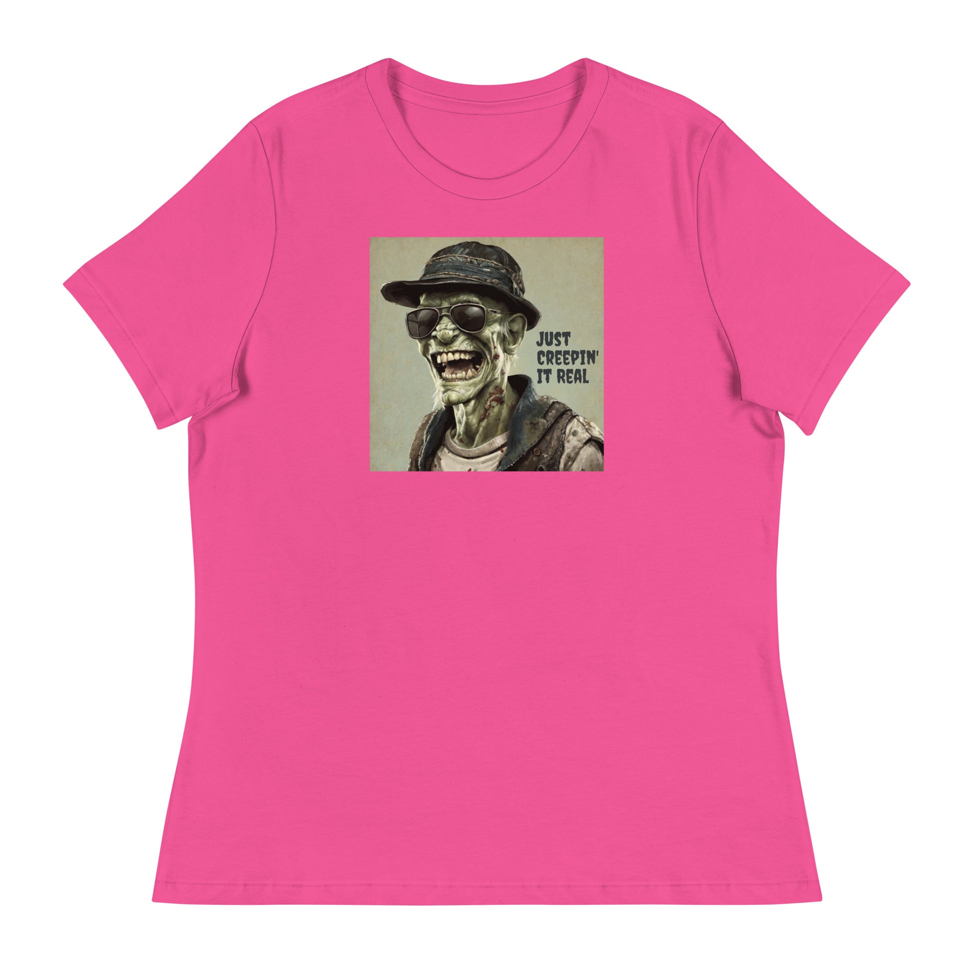 Just Creepin' It Real Women's Zombie T-Shirt for Halloween Berry