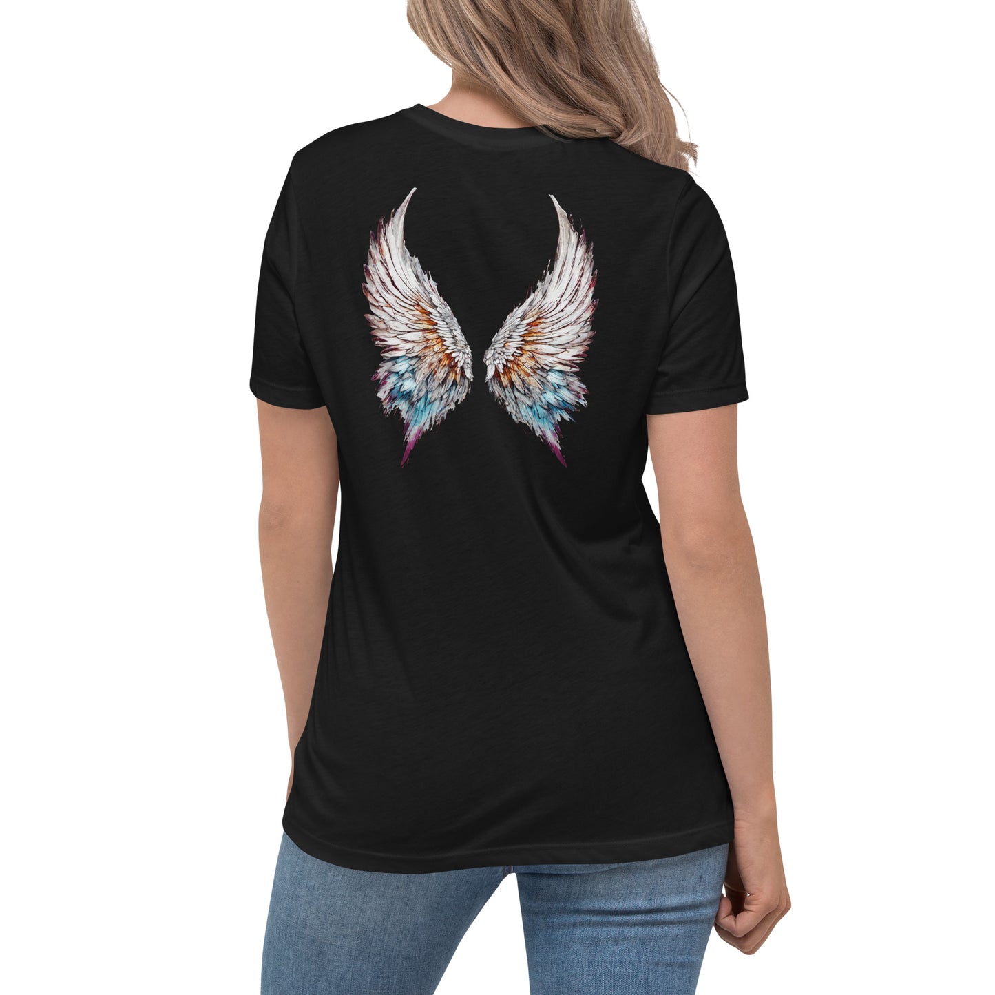 Colorful Angel Wings Women's T-Shirt Black