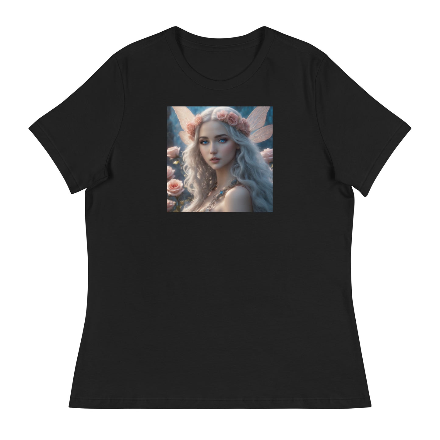 Rose Fairy Women's Fantasy T-Shirt Black