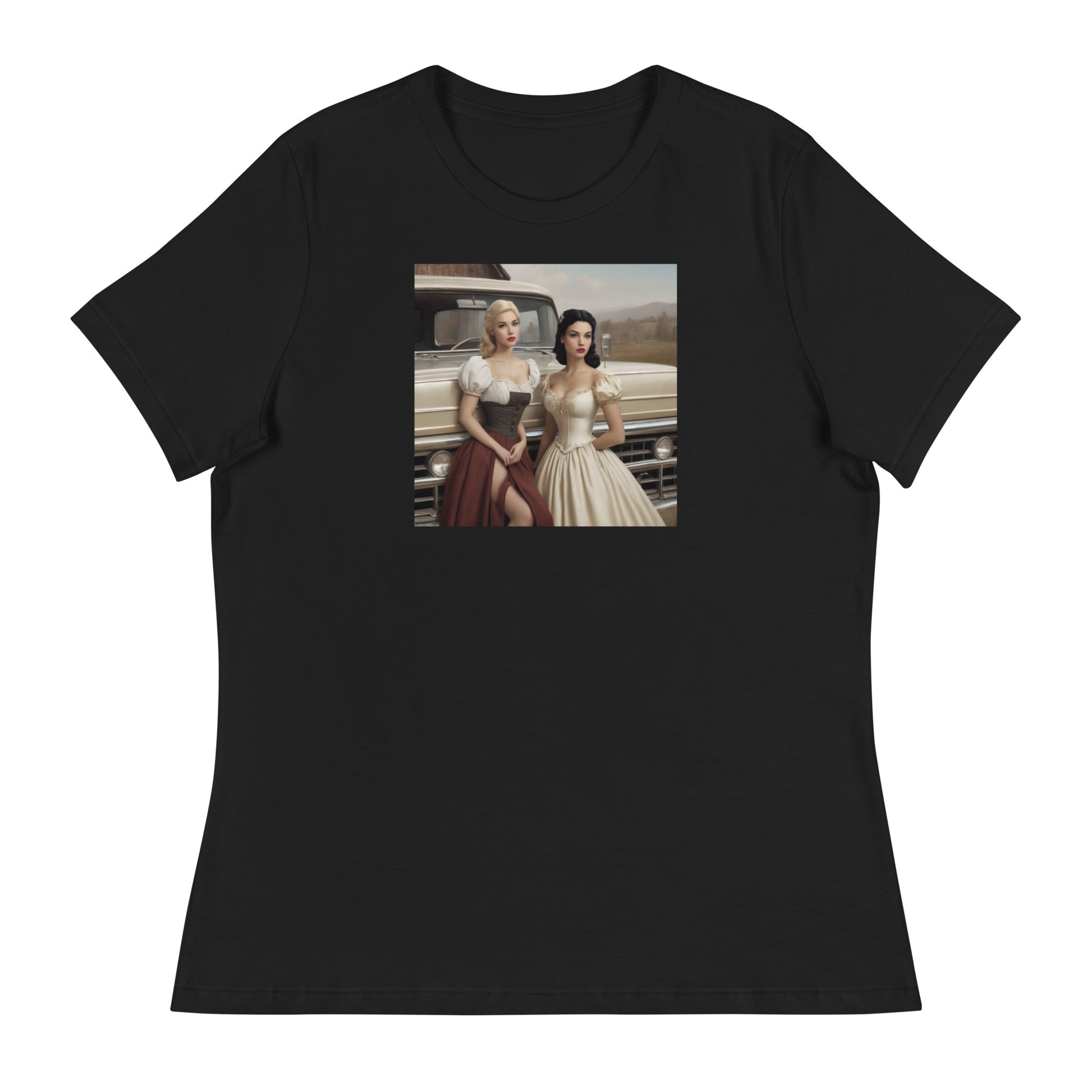 Cinderella and Snow White Hanging Out Women's T-Shirt Black