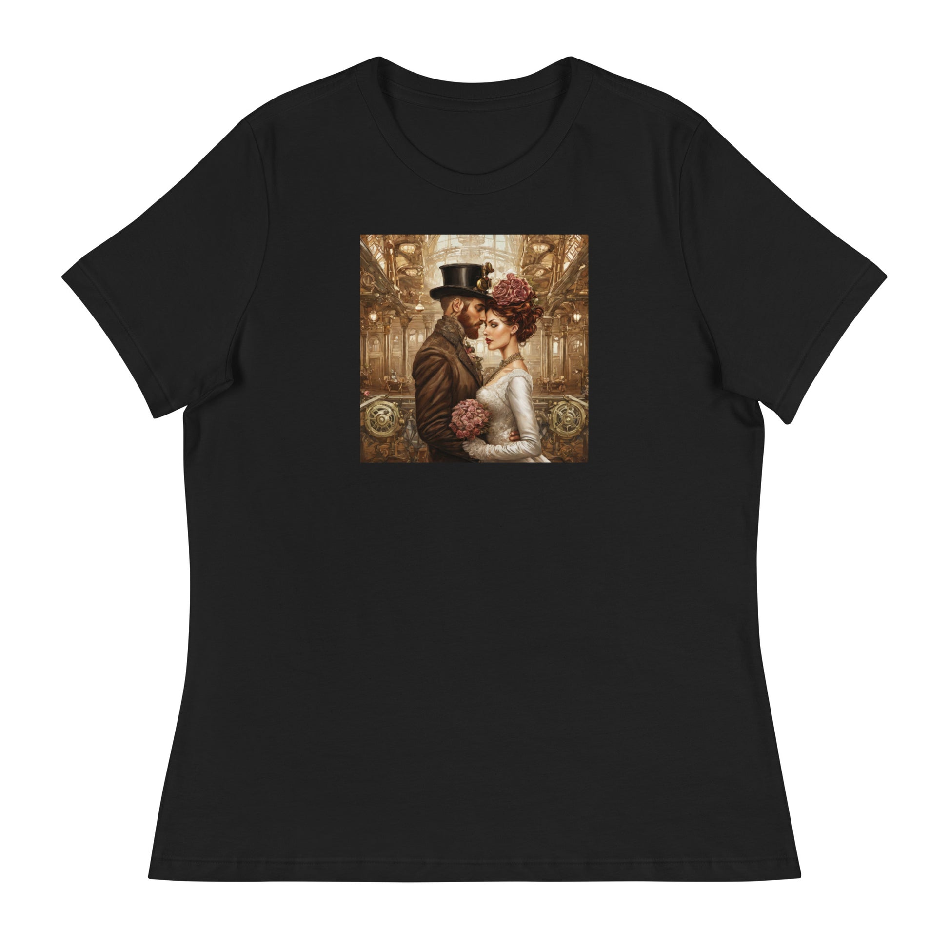 Gears & Lace Steampunk Wedding Women's T-Shirt Black