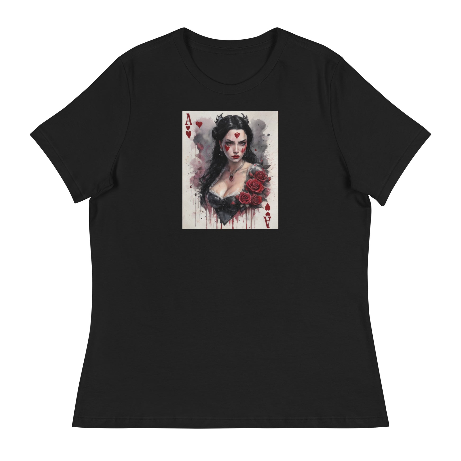 Queen of Hearts Playing Card Women's T-Shirt Black