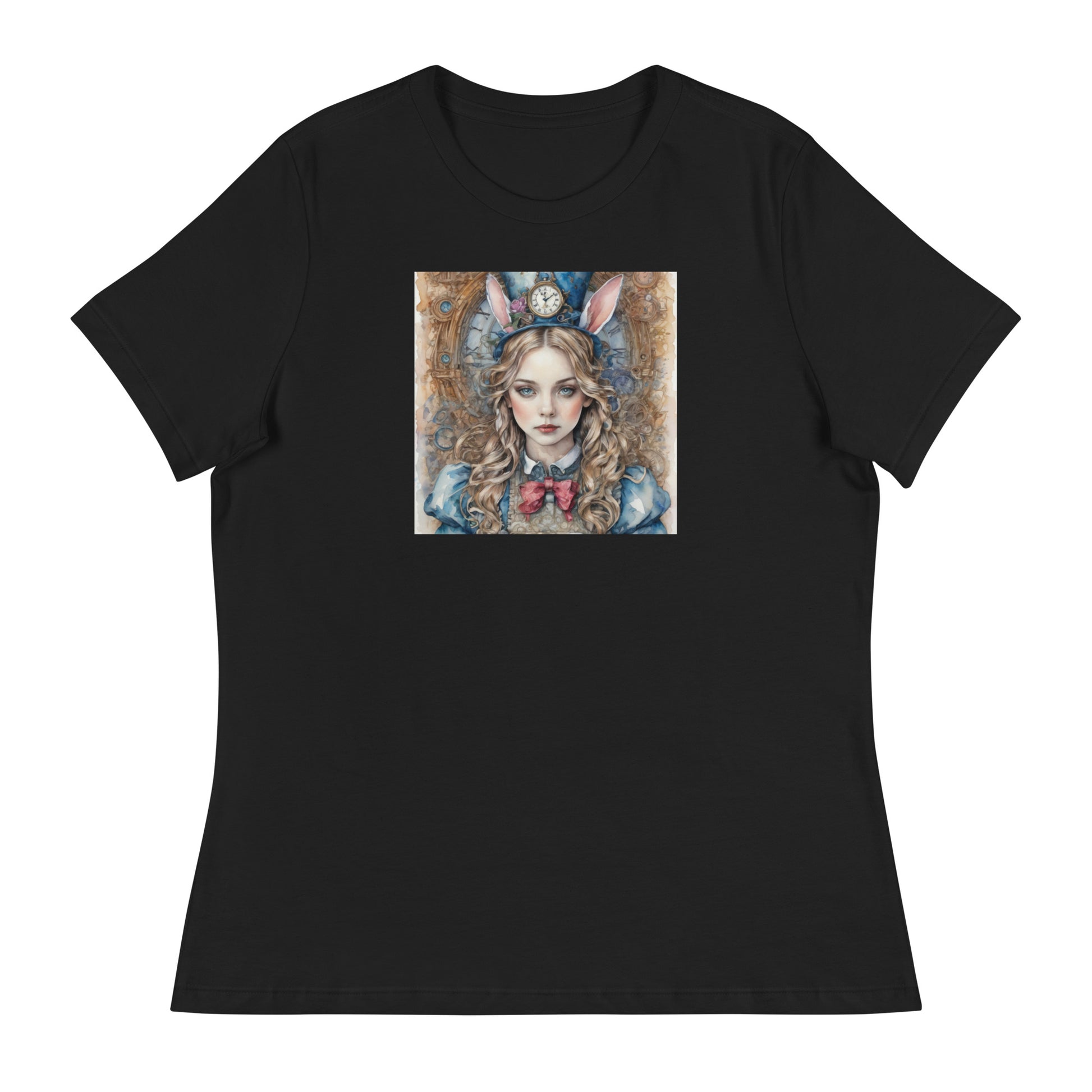 Alice in Wonderland with Bunny Ears Women's T-Shirt Black