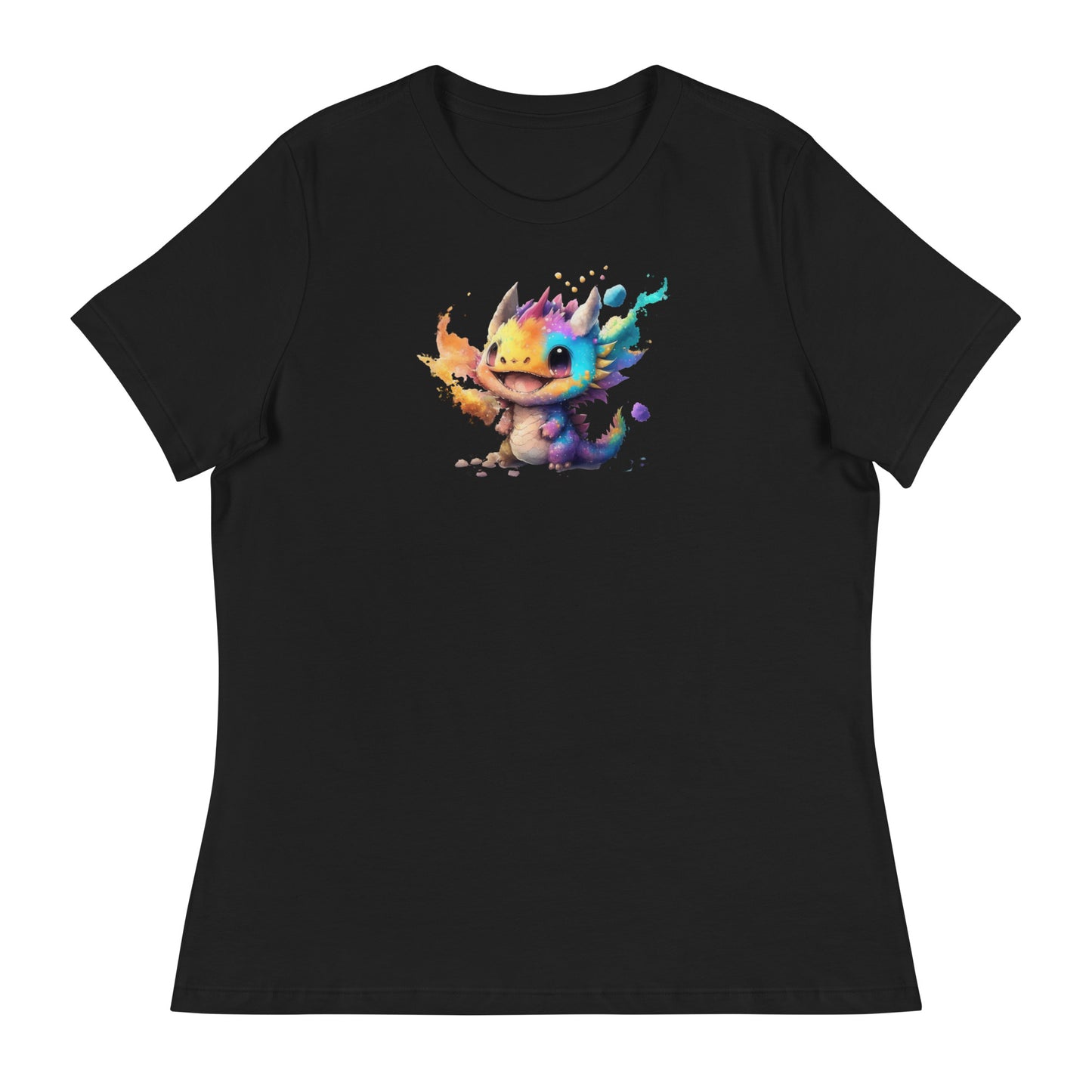 Cute Baby Dragon Women's Fantasy T-Shirt Black