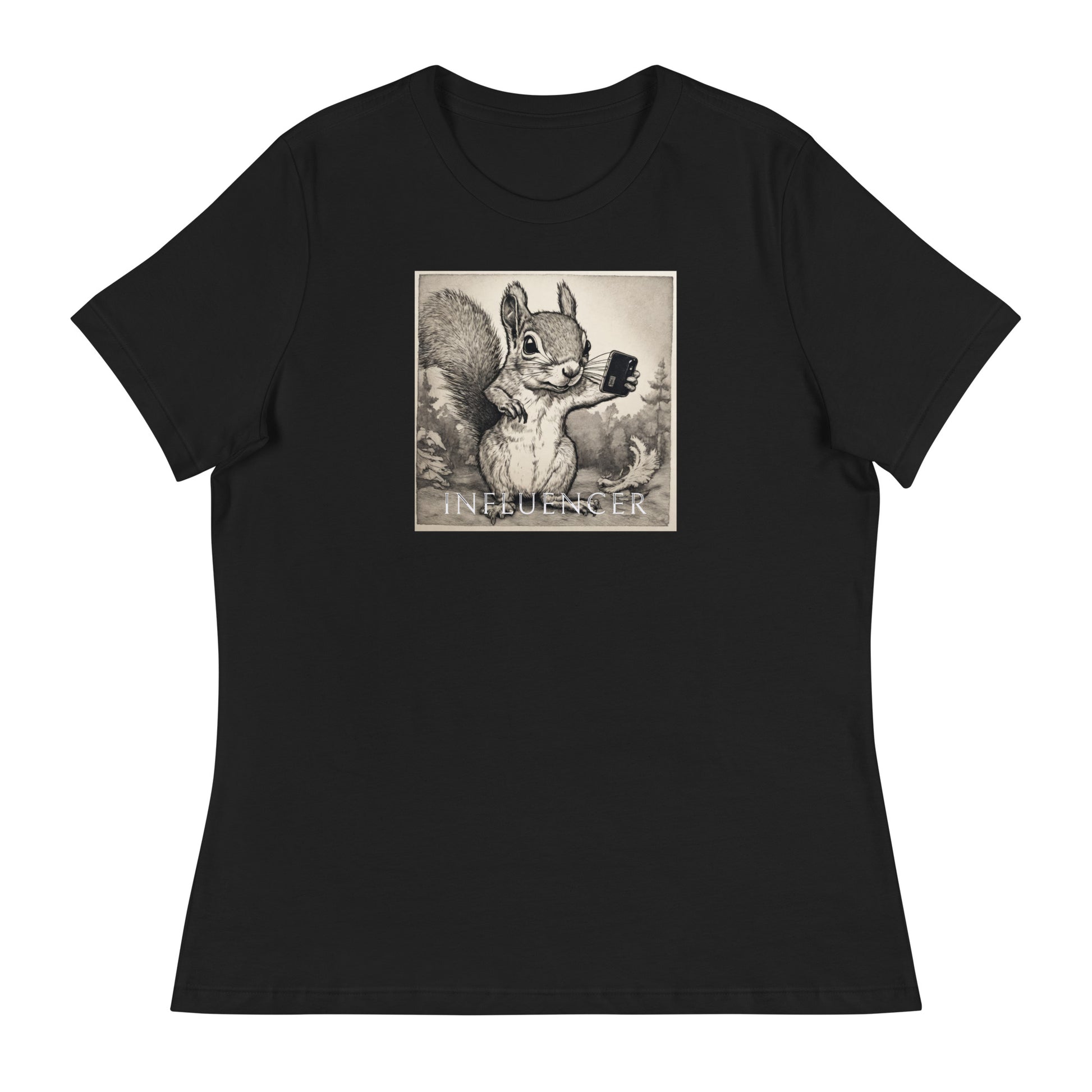 Squirrel Influencer Women's Funny Shirt Black